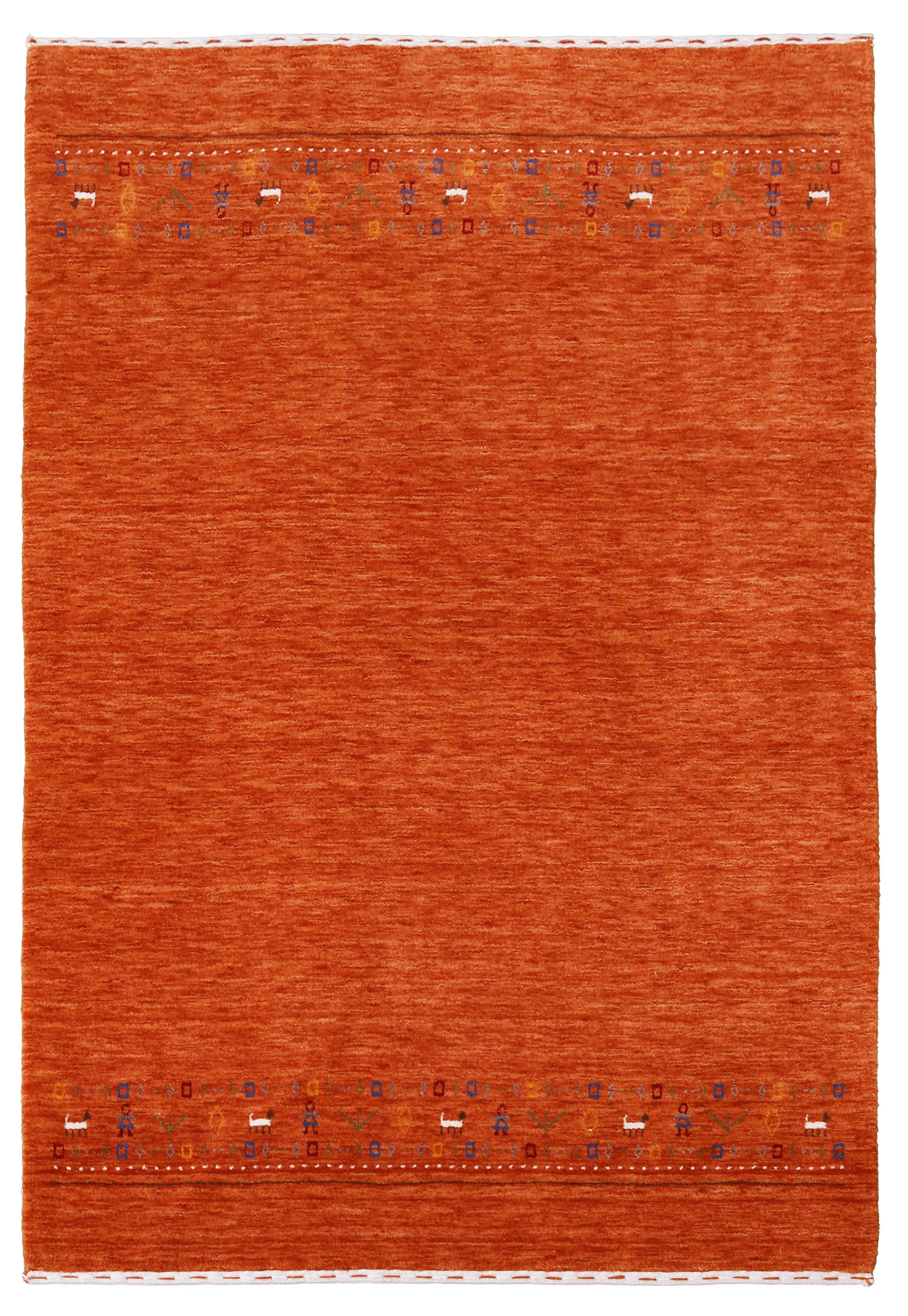 Orange Contemporary Design Hand Loomed Wool Area Rug - Image 12