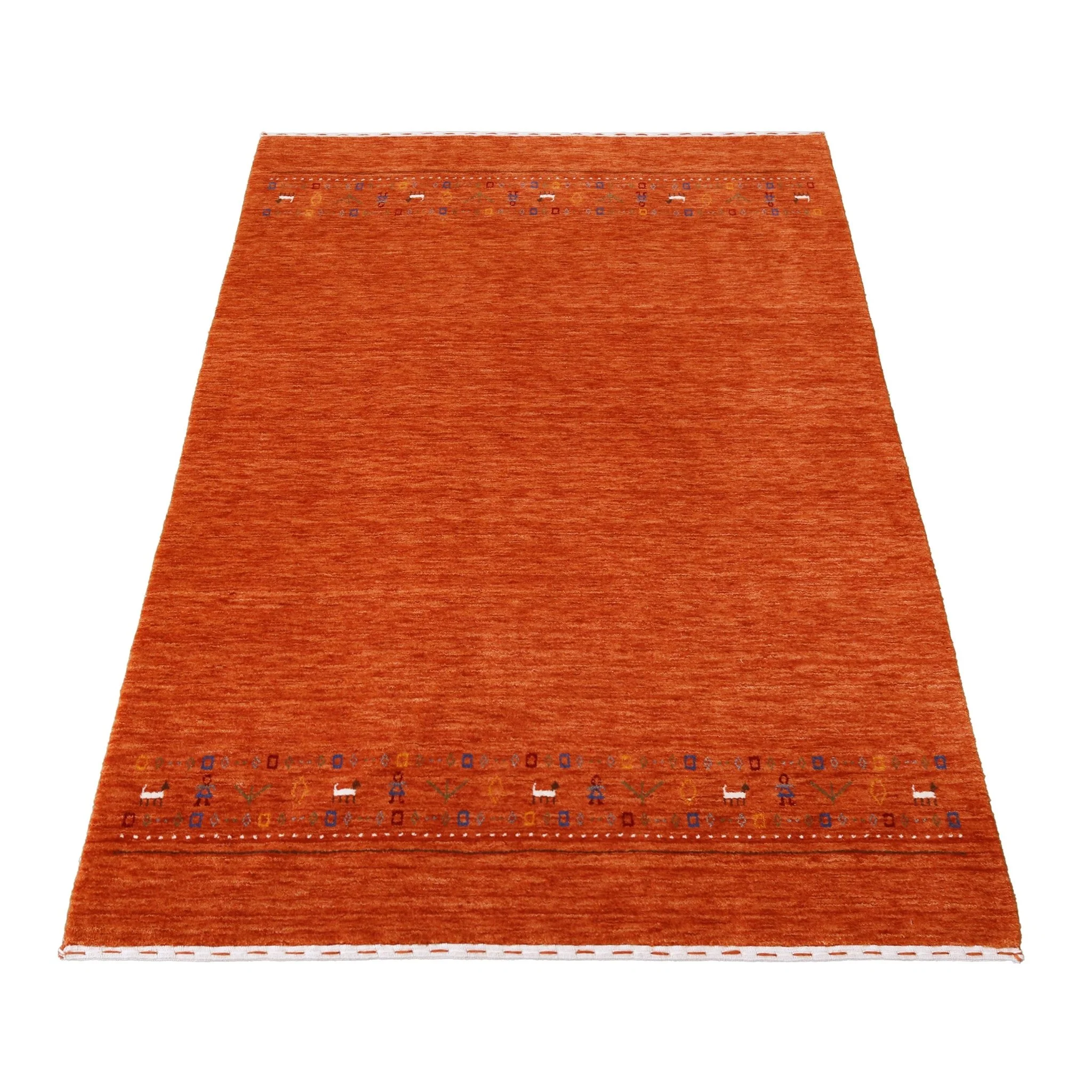 Orange Contemporary Design Hand Loomed Wool Area Rug - Image 13