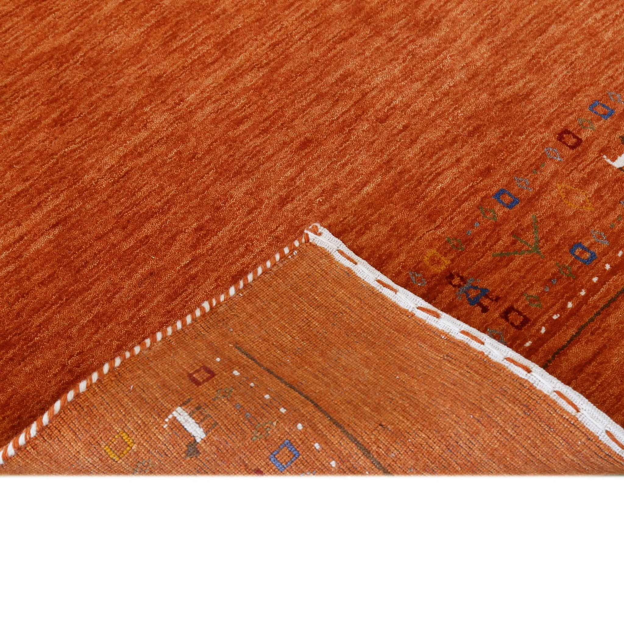 Orange Contemporary Design Hand Loomed Wool Area Rug - Image 3