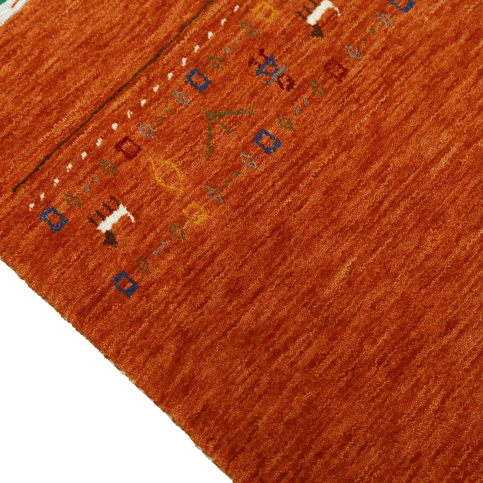 Orange Contemporary Design Hand Loomed Wool Area Rug - Image 4
