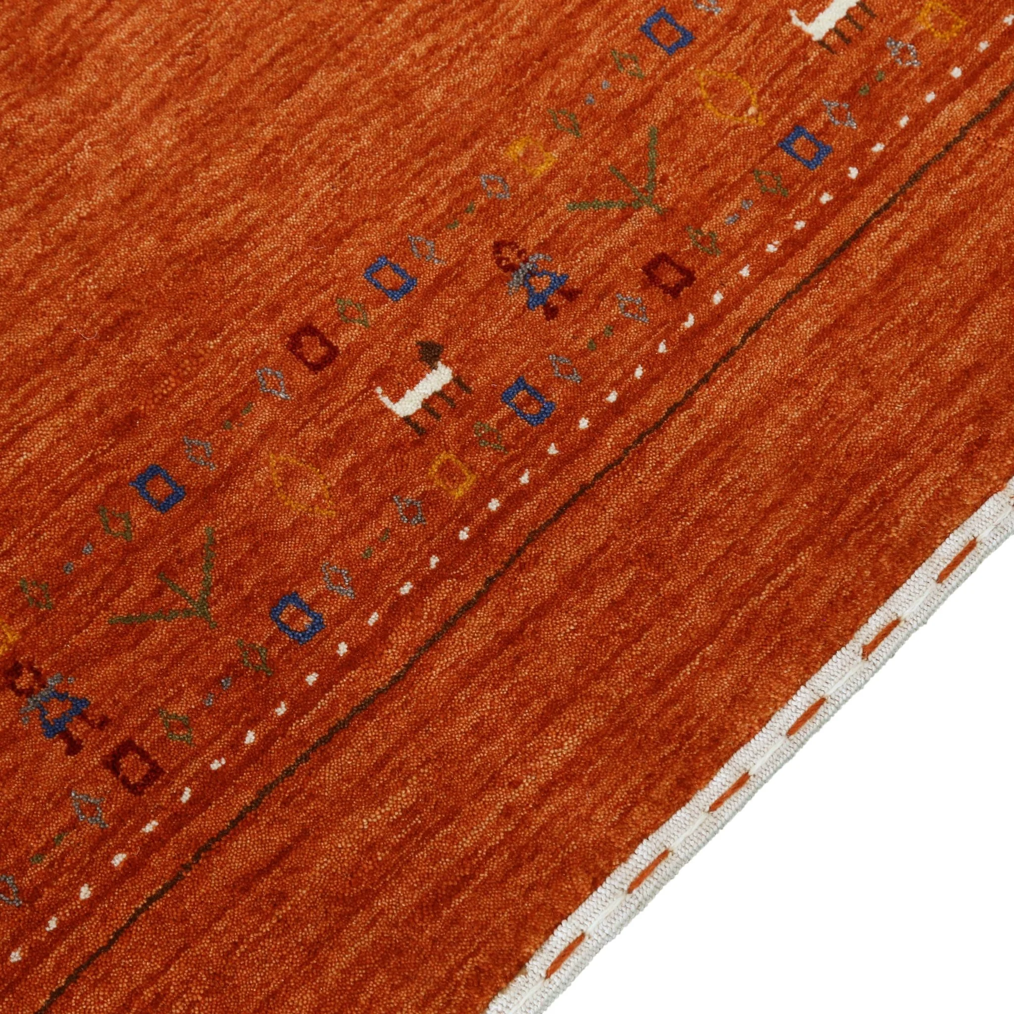 Orange Contemporary Design Hand Loomed Wool Area Rug - Image 6