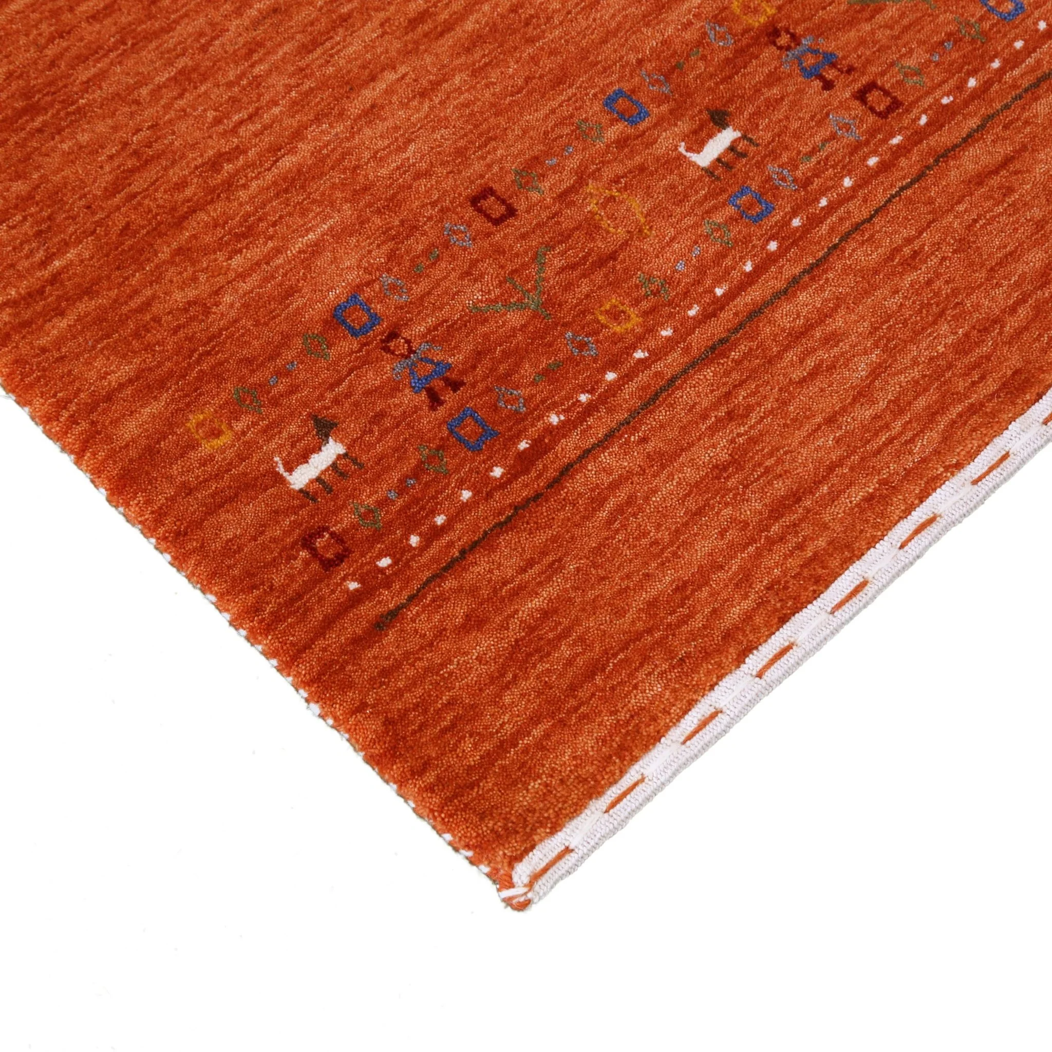 Orange Contemporary Design Hand Loomed Wool Area Rug - Image 7