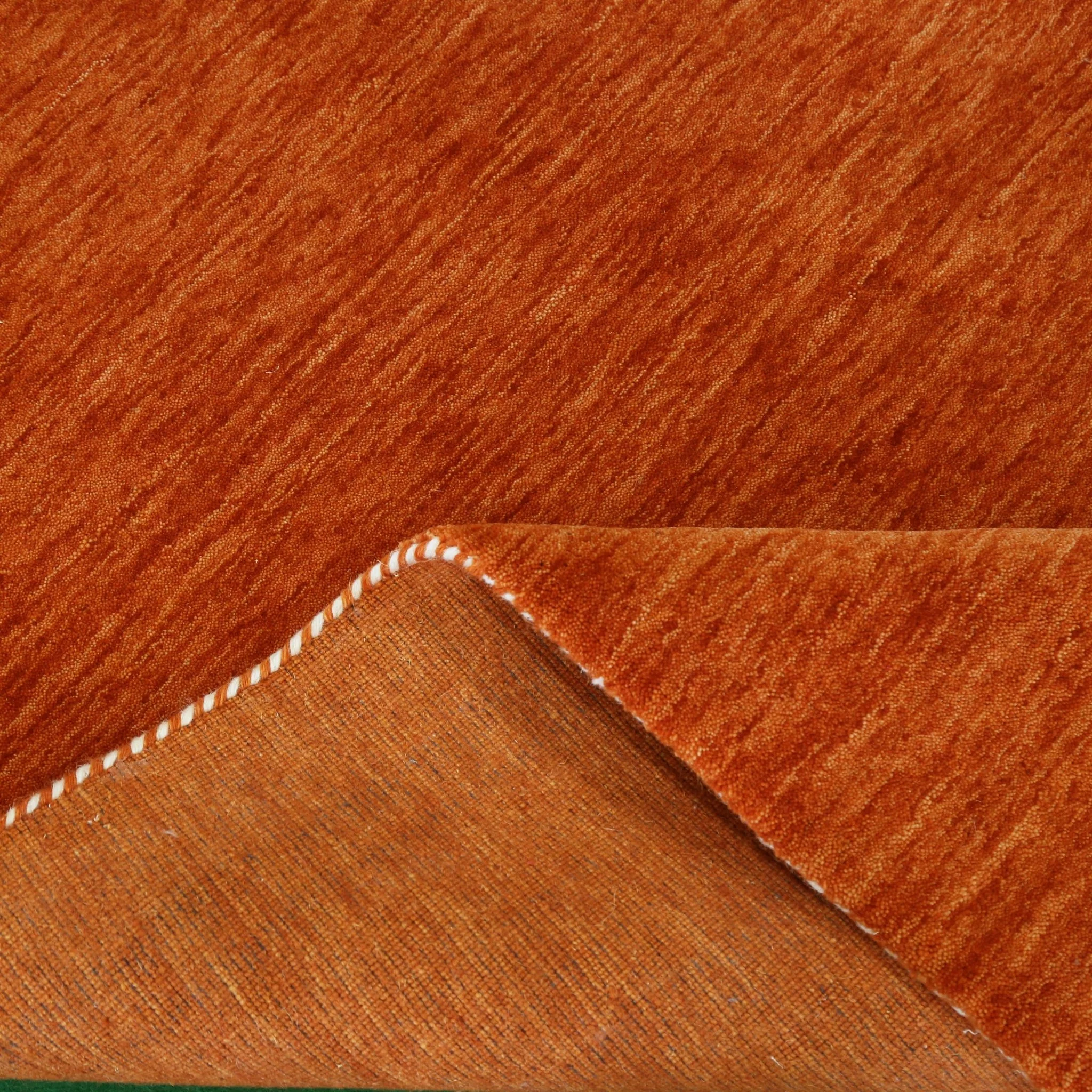 Orange Contemporary Design Hand Loomed Wool Area Rug - Image 9
