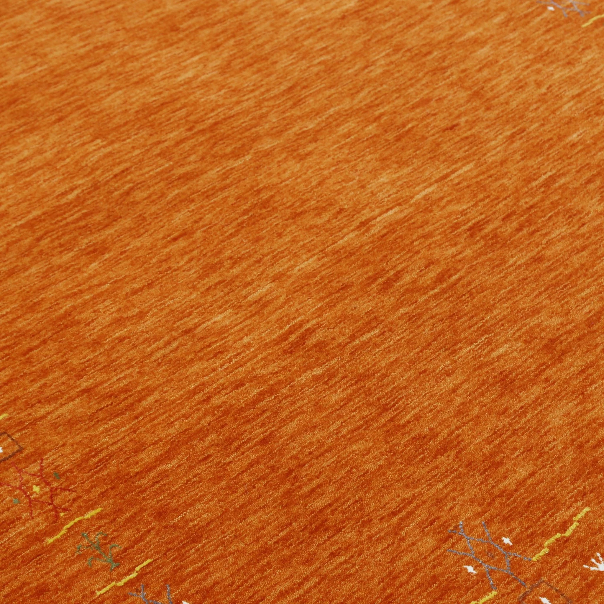 Orange Modern Geometrical Tribal Border Hand Loomed Wool Area Rug - Image 3