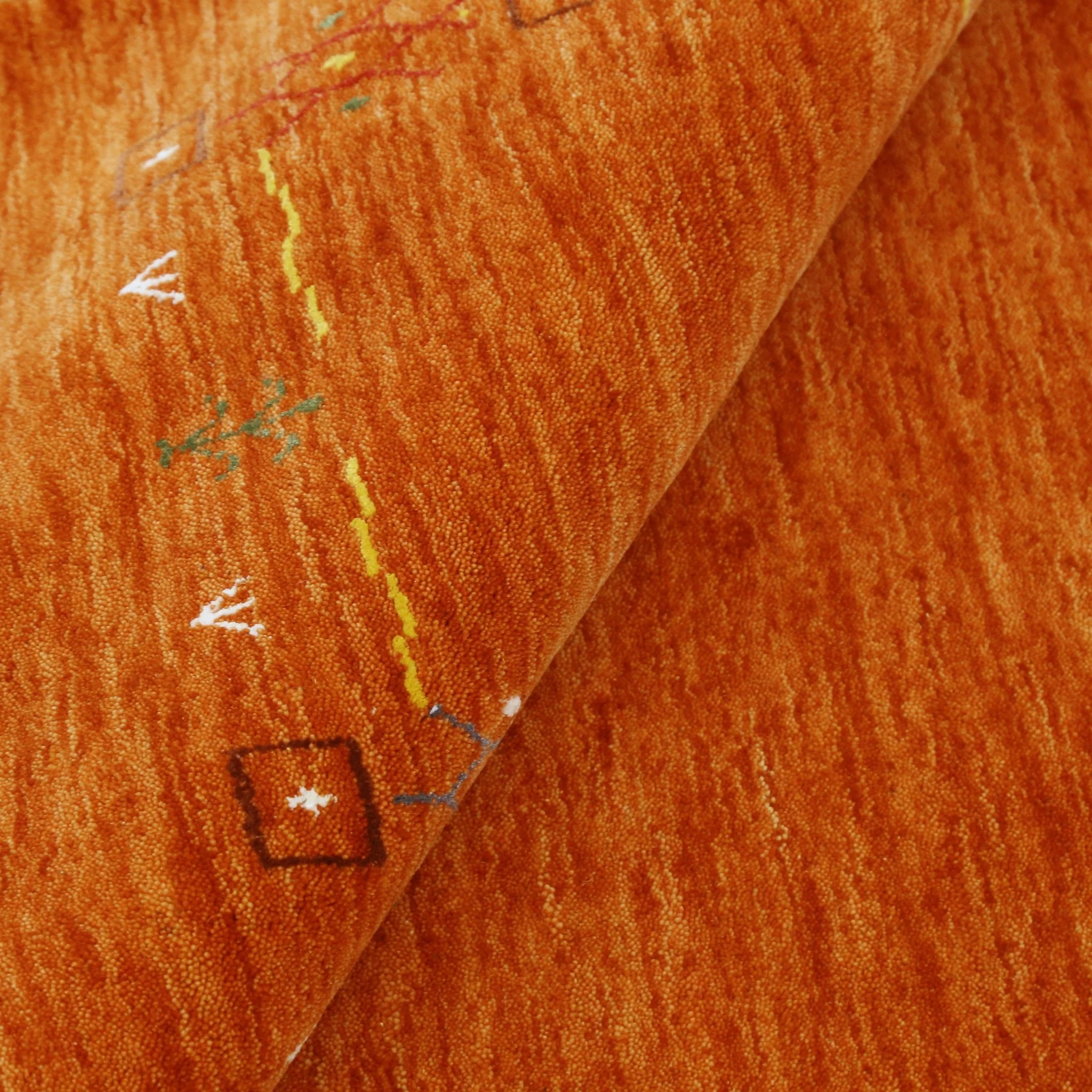 Orange Modern Geometrical Tribal Border Hand Loomed Wool Area Rug - Image 4