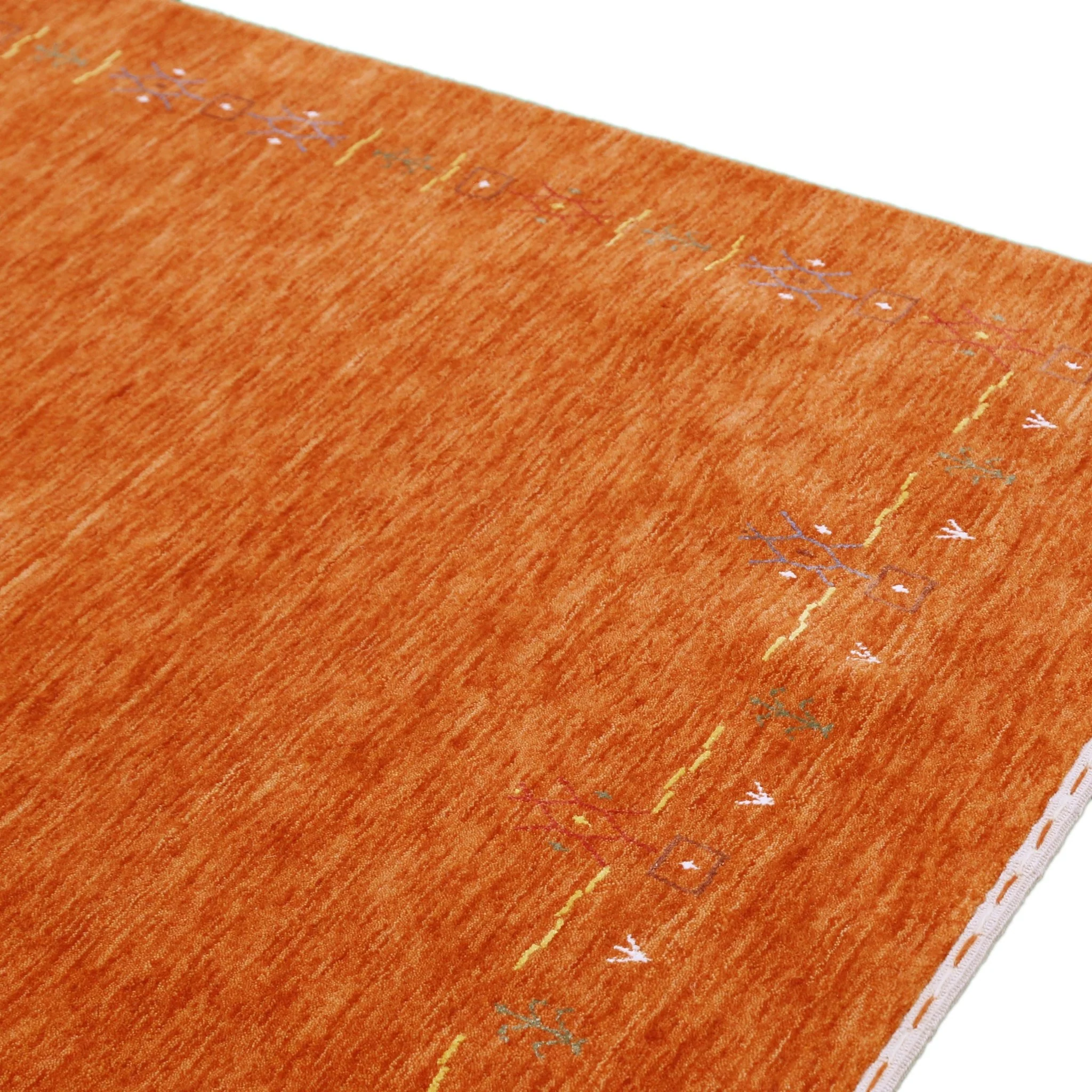 Orange Modern Geometrical Tribal Border Hand Loomed Wool Area Rug - Image 6