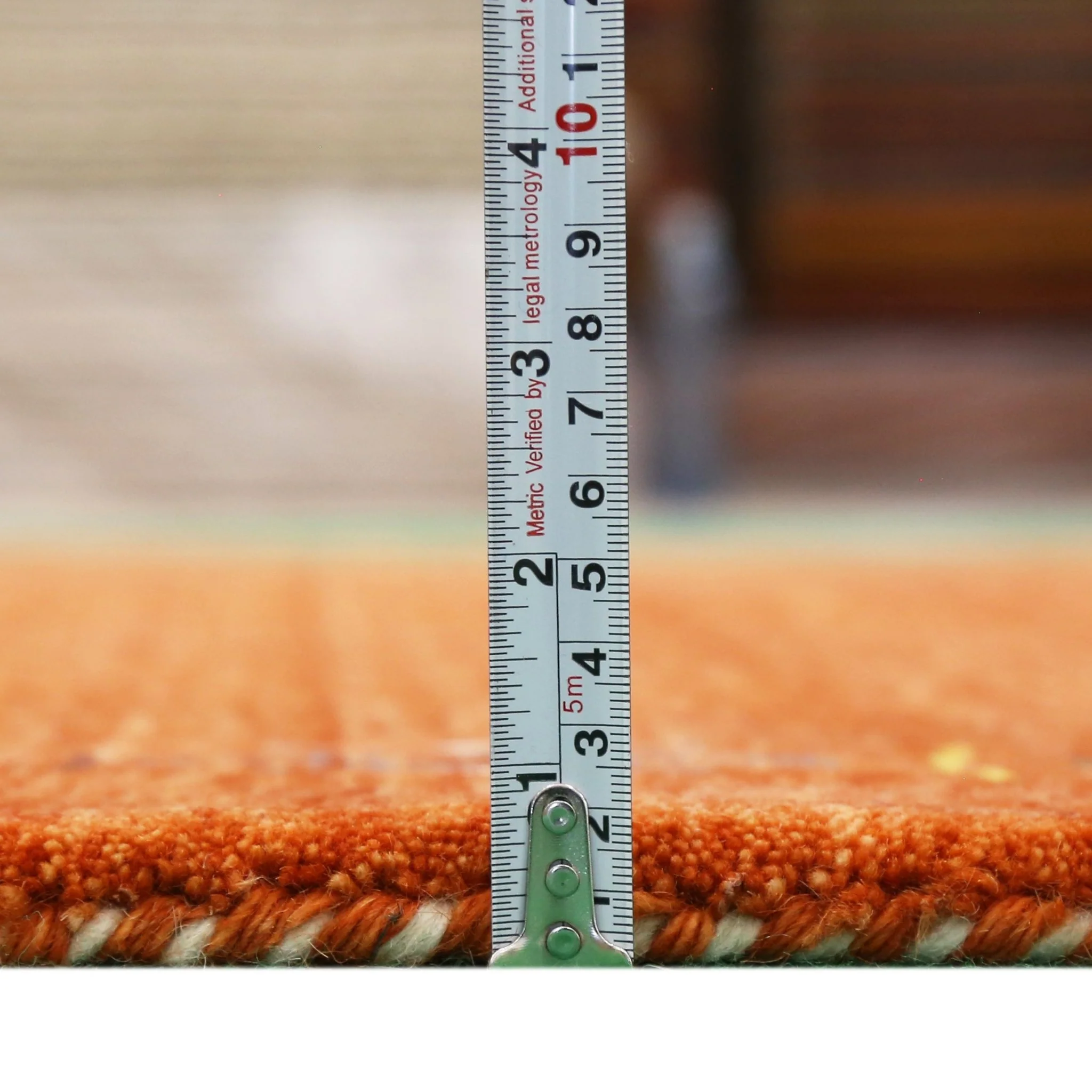 Orange Modern Geometrical Tribal Border Hand Loomed Wool Area Rug - Image 7