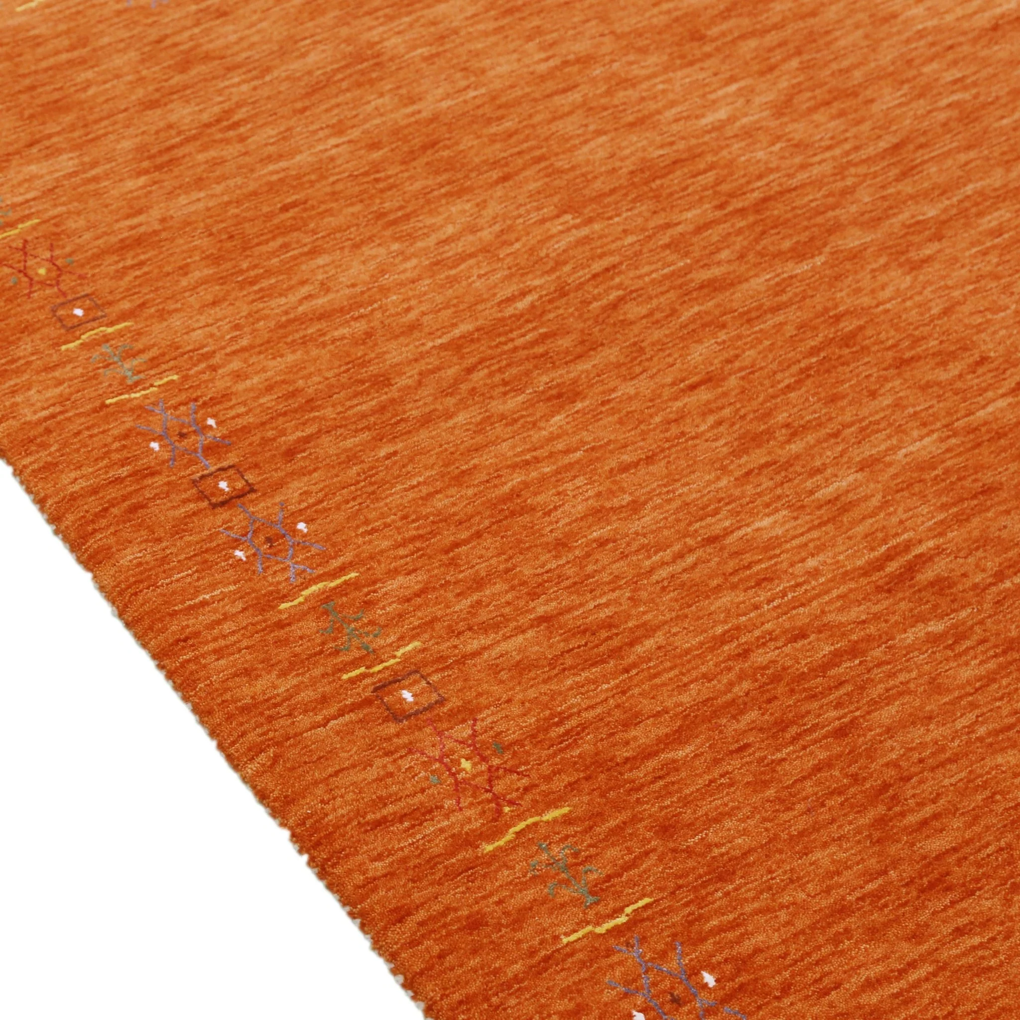 Orange Modern Geometrical Tribal Border Hand Loomed Wool Area Rug - Image 9