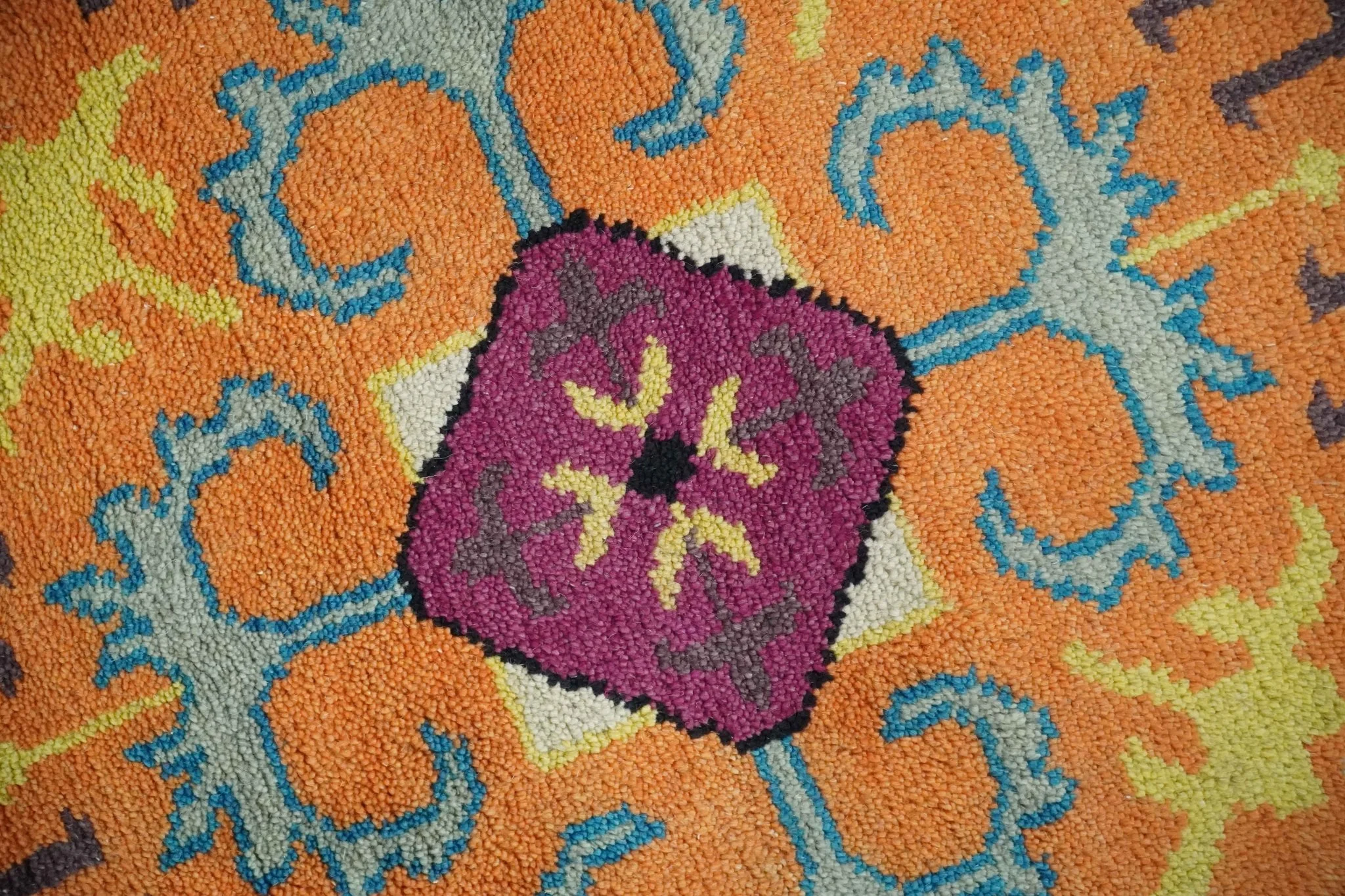 Orange, Silver and Mustard Traditional Mamluk Design Medallion Multi Size wool Area Rug - Image 5