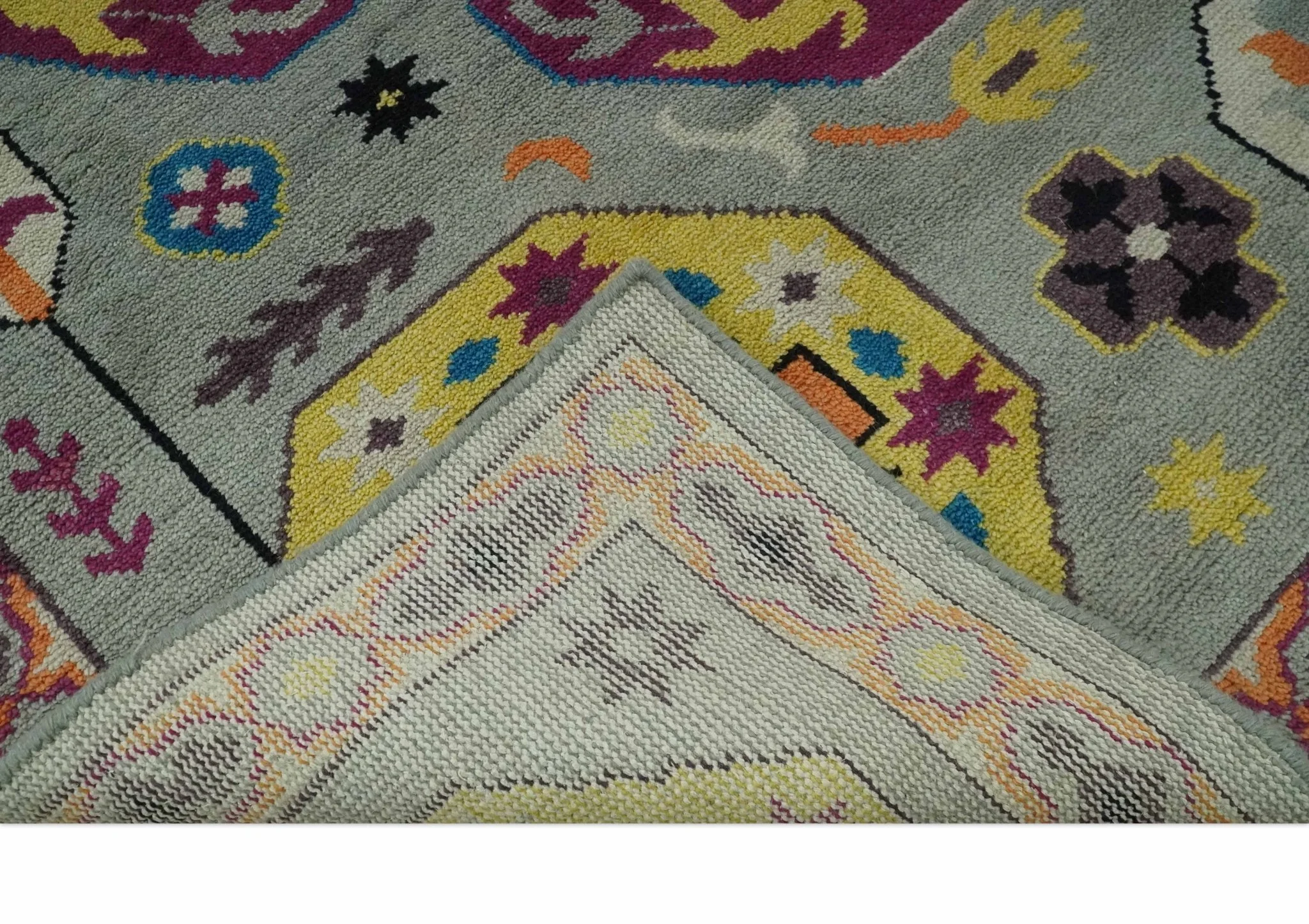 Orange, Silver and Mustard Traditional Mamluk Design Medallion Multi Size wool Area Rug - Image 8