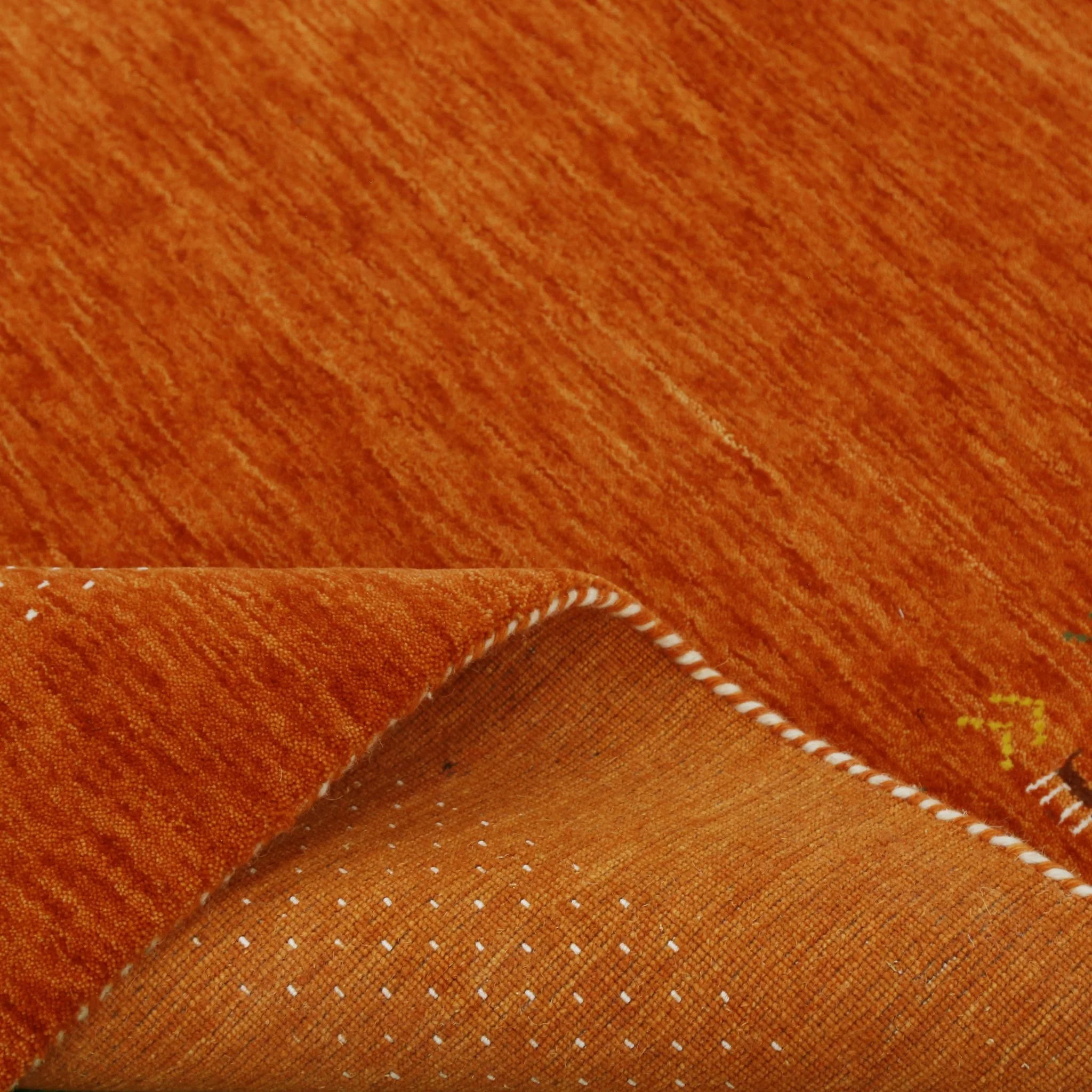 Orange Solid ground with Border Pattern Loomed Wool Area Rug - Image 11