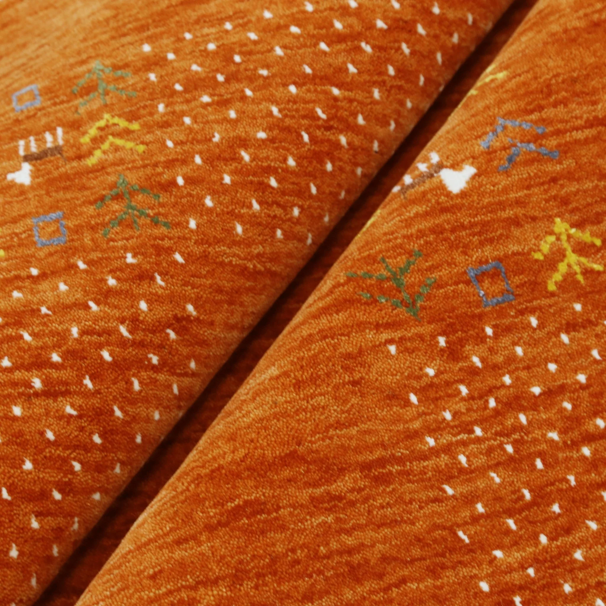 Orange Solid ground with Border Pattern Loomed Wool Area Rug - Image 12