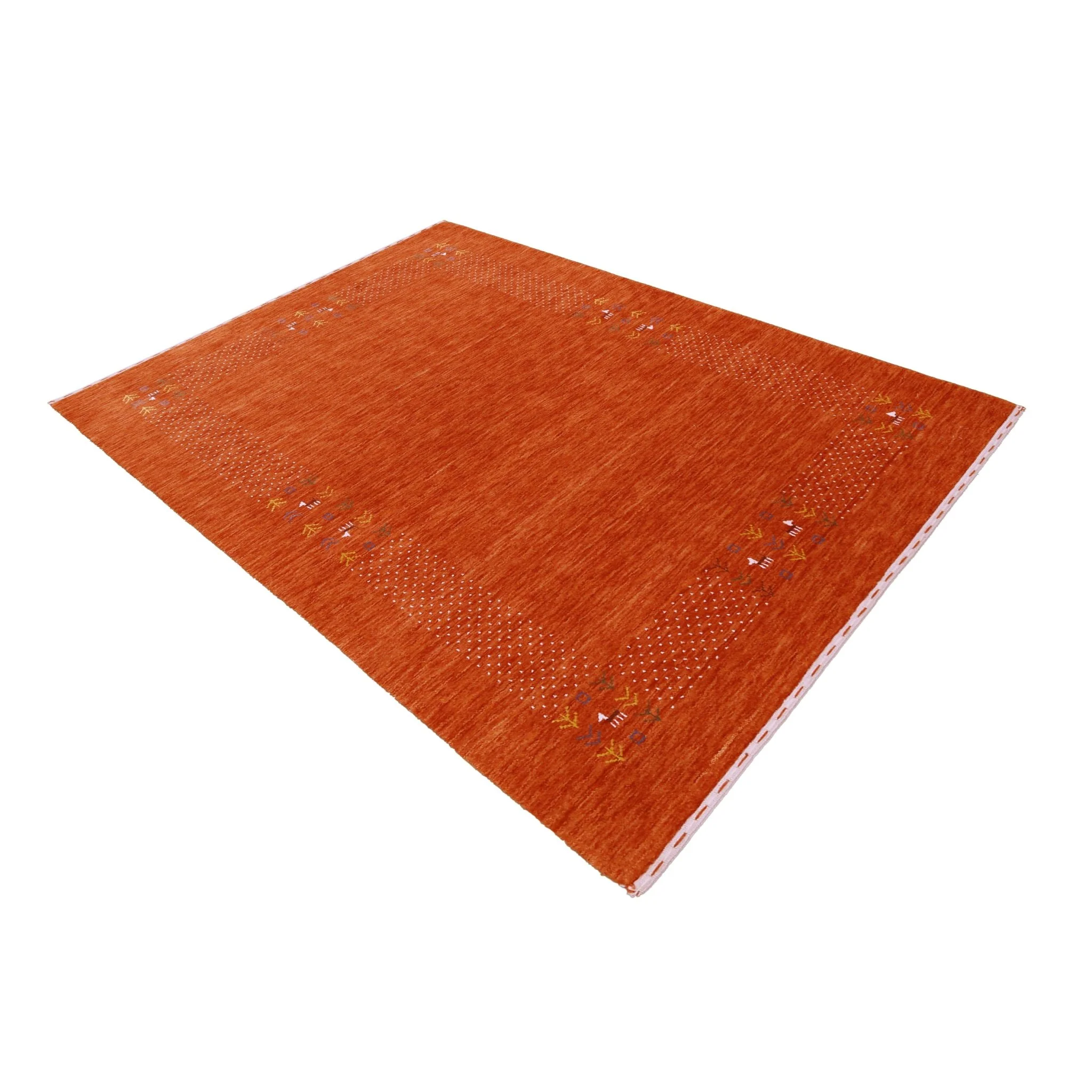 Orange Solid ground with Border Pattern Loomed Wool Area Rug - Image 14