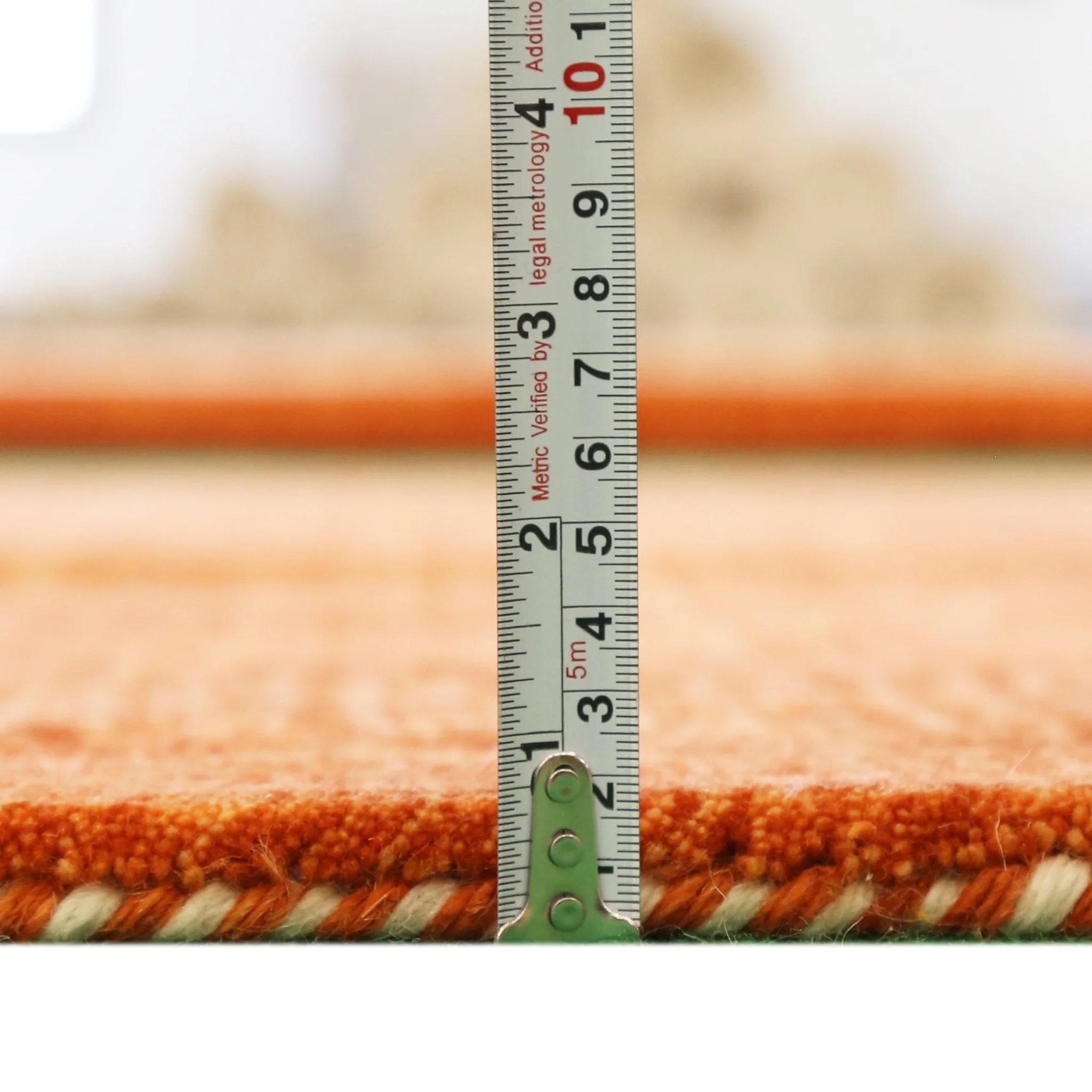 Orange Solid ground with Border Pattern Loomed Wool Area Rug - Image 5