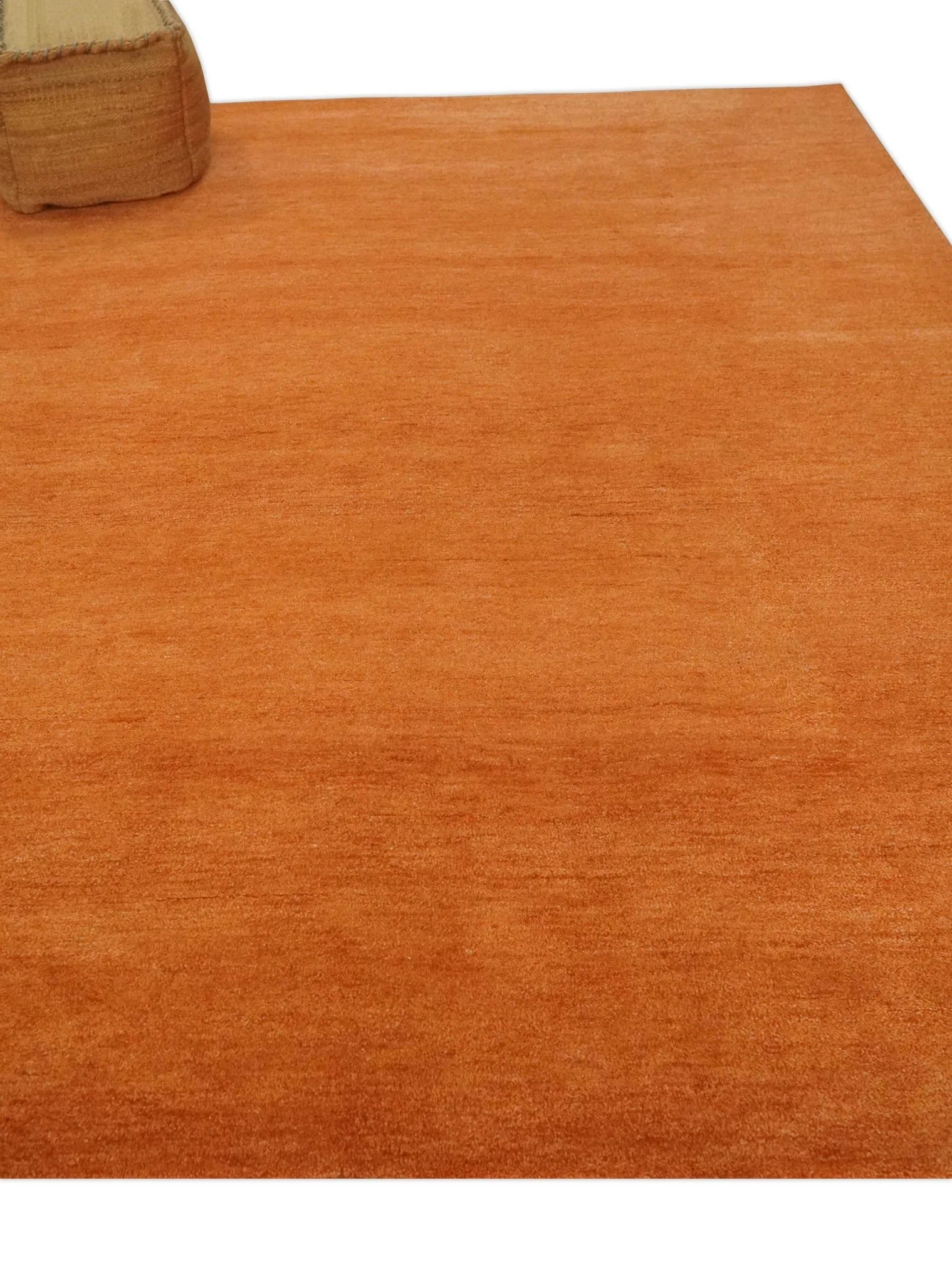 Orange Rust Solid Woolen Hand Tufted 8x10 contemporary area Rug - Image 3