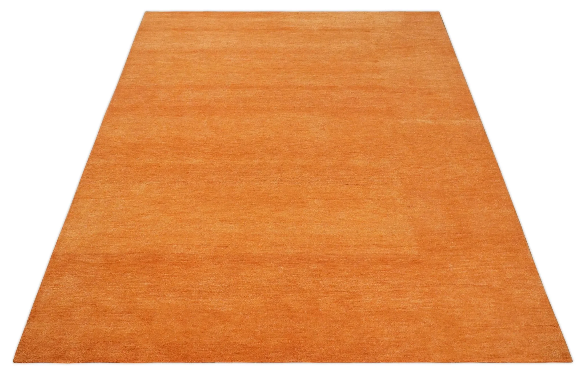 Orange Rust Solid Woolen Hand Tufted 8x10 contemporary area Rug - Image 9
