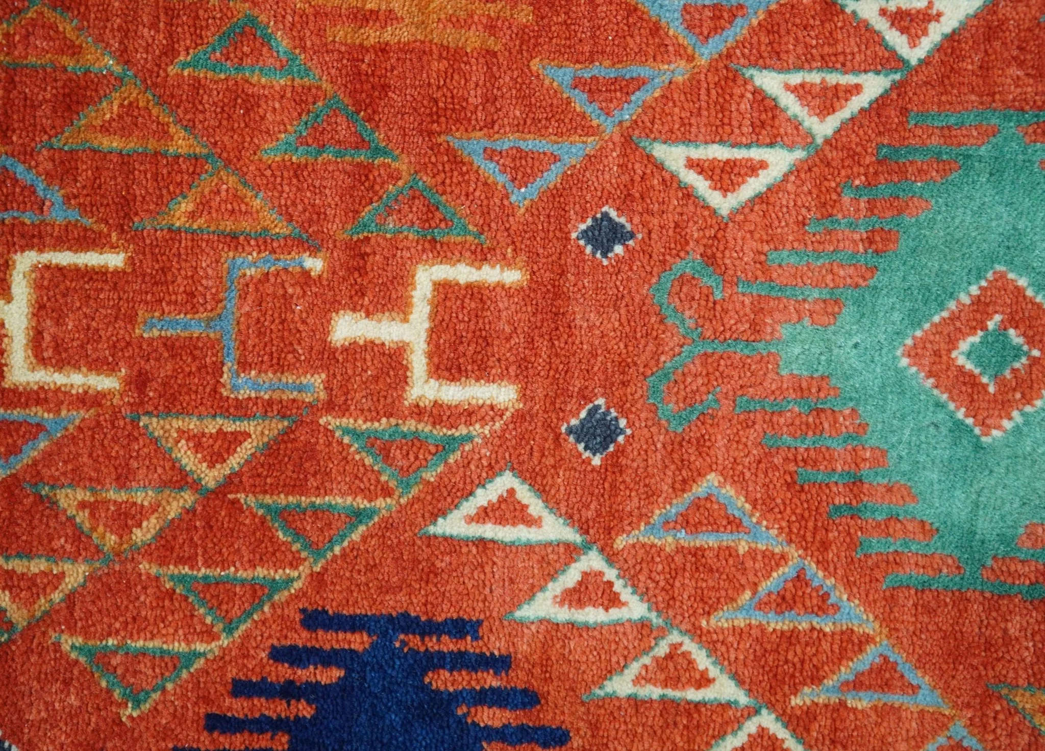 Rust Traditional Tribal Design 8x11.7 Hand Knotted wool Area Rug - Image 8