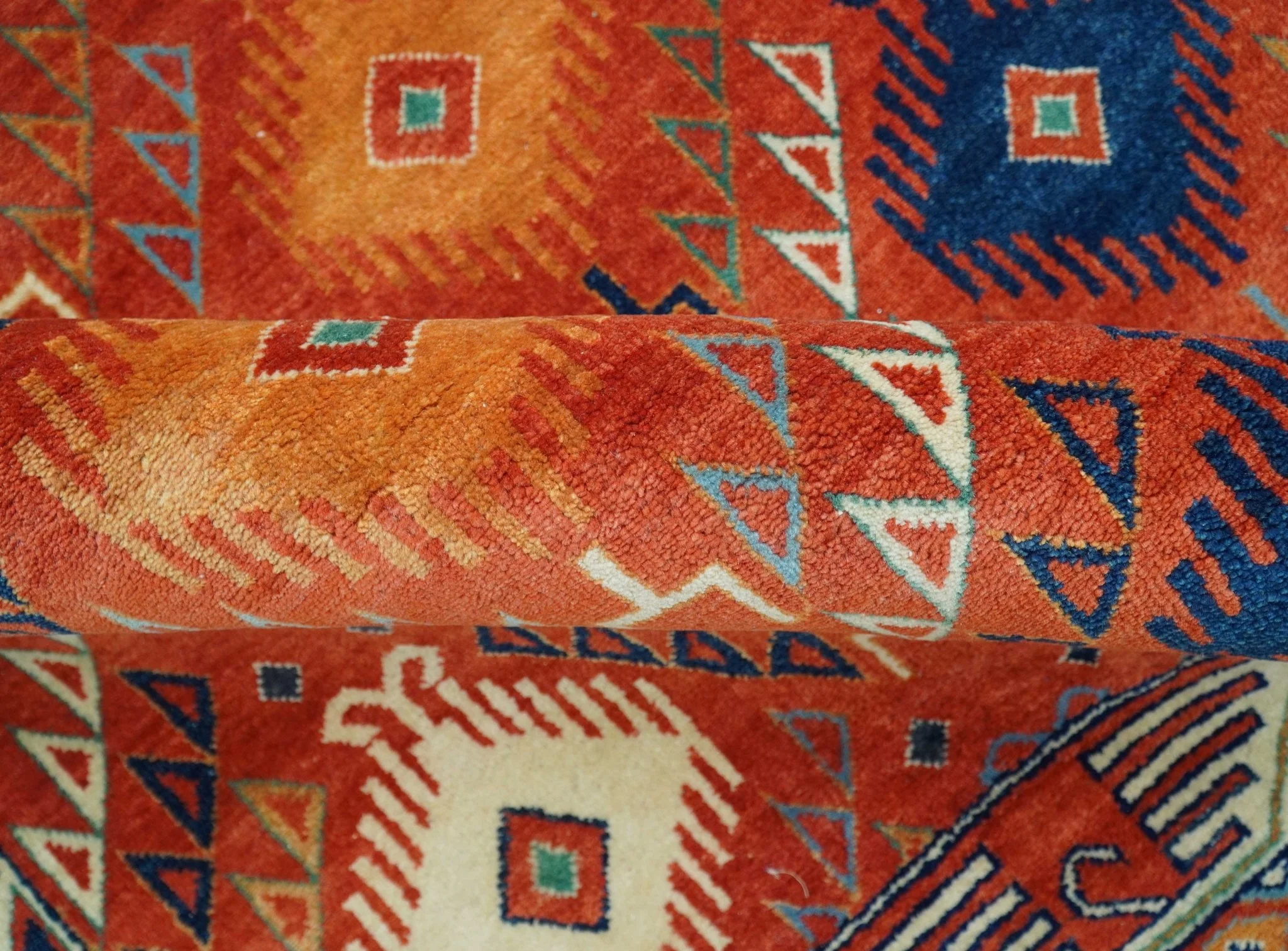 Rust Traditional Tribal Design 8x11.7 Hand Knotted wool Area Rug - Image 9