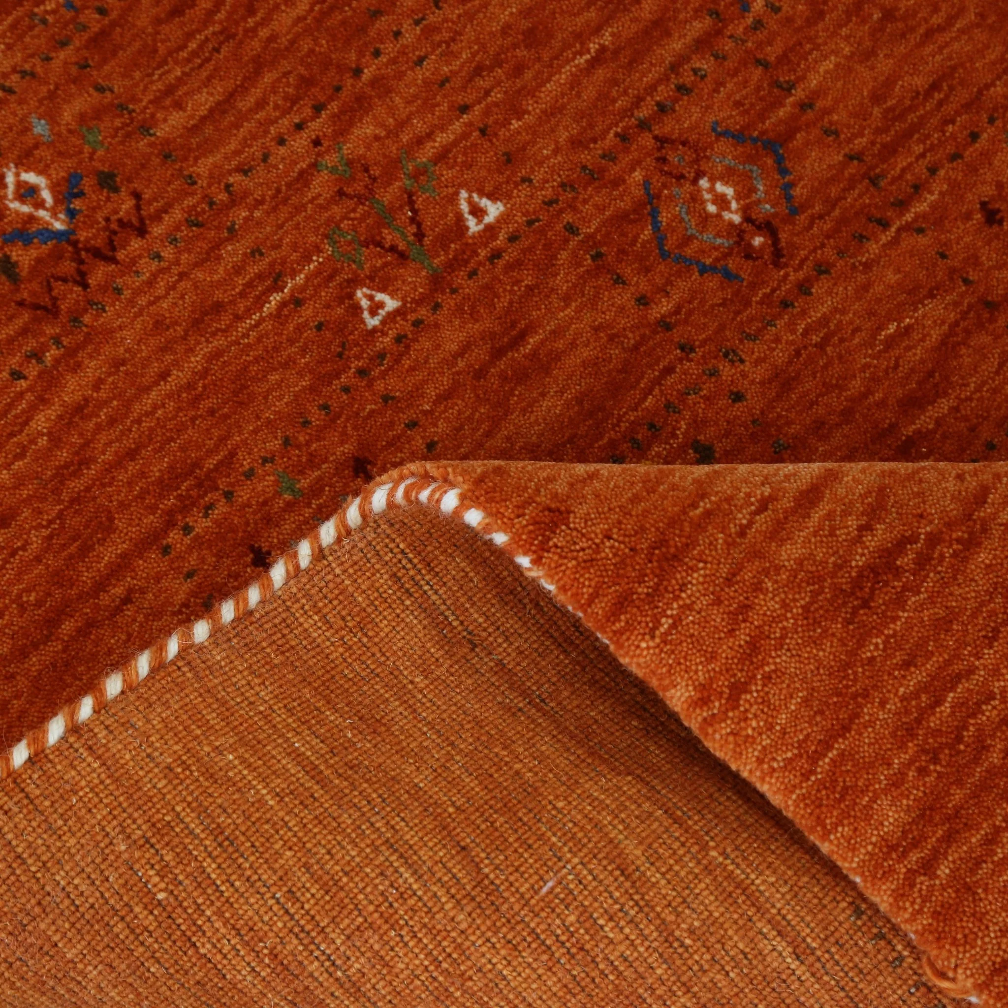 Orange Tribal Center Medallion Hand Loomed Wool Area Rug - Image 10