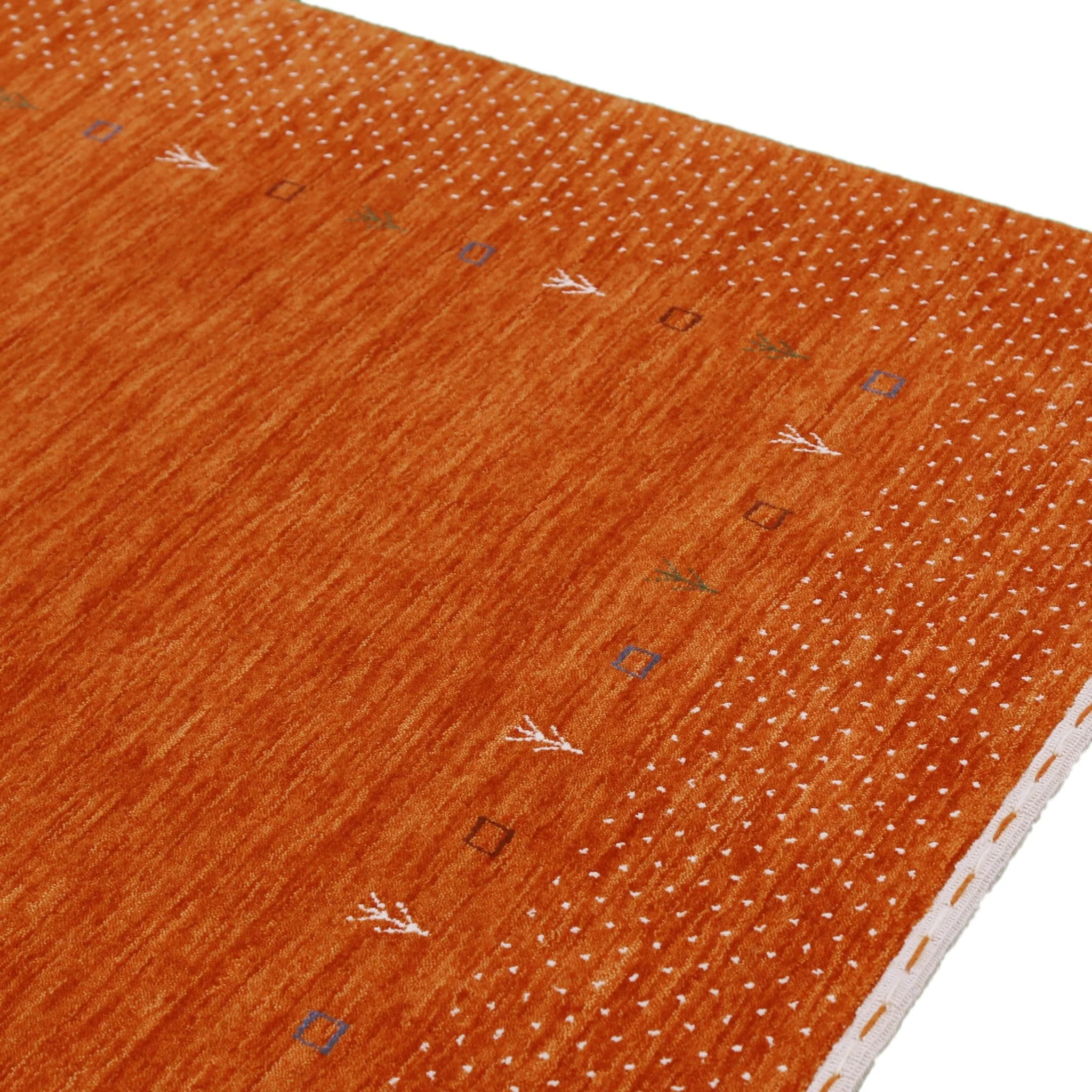 Orange Tribal Gabbeh Border Design Hand Loomed Wool Area Rug - Image 11