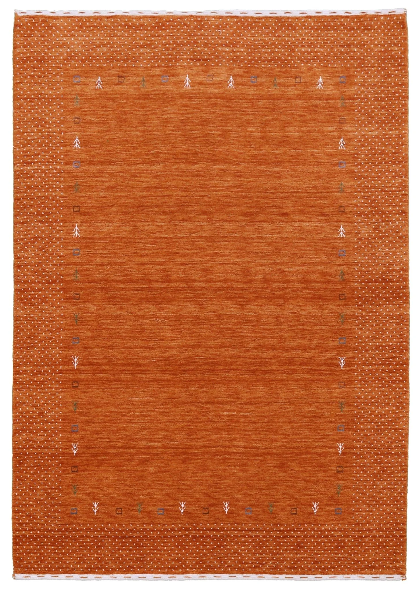 Orange Tribal Gabbeh Border Design Hand Loomed Wool Area Rug - Image 12