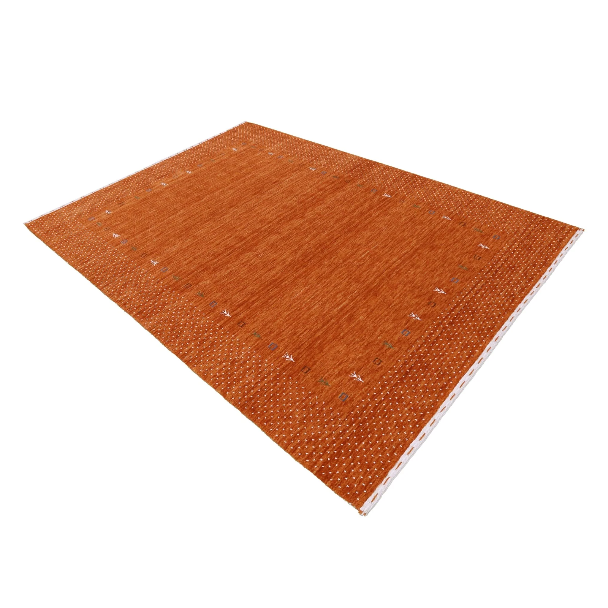 Orange Tribal Gabbeh Border Design Hand Loomed Wool Area Rug - Image 13
