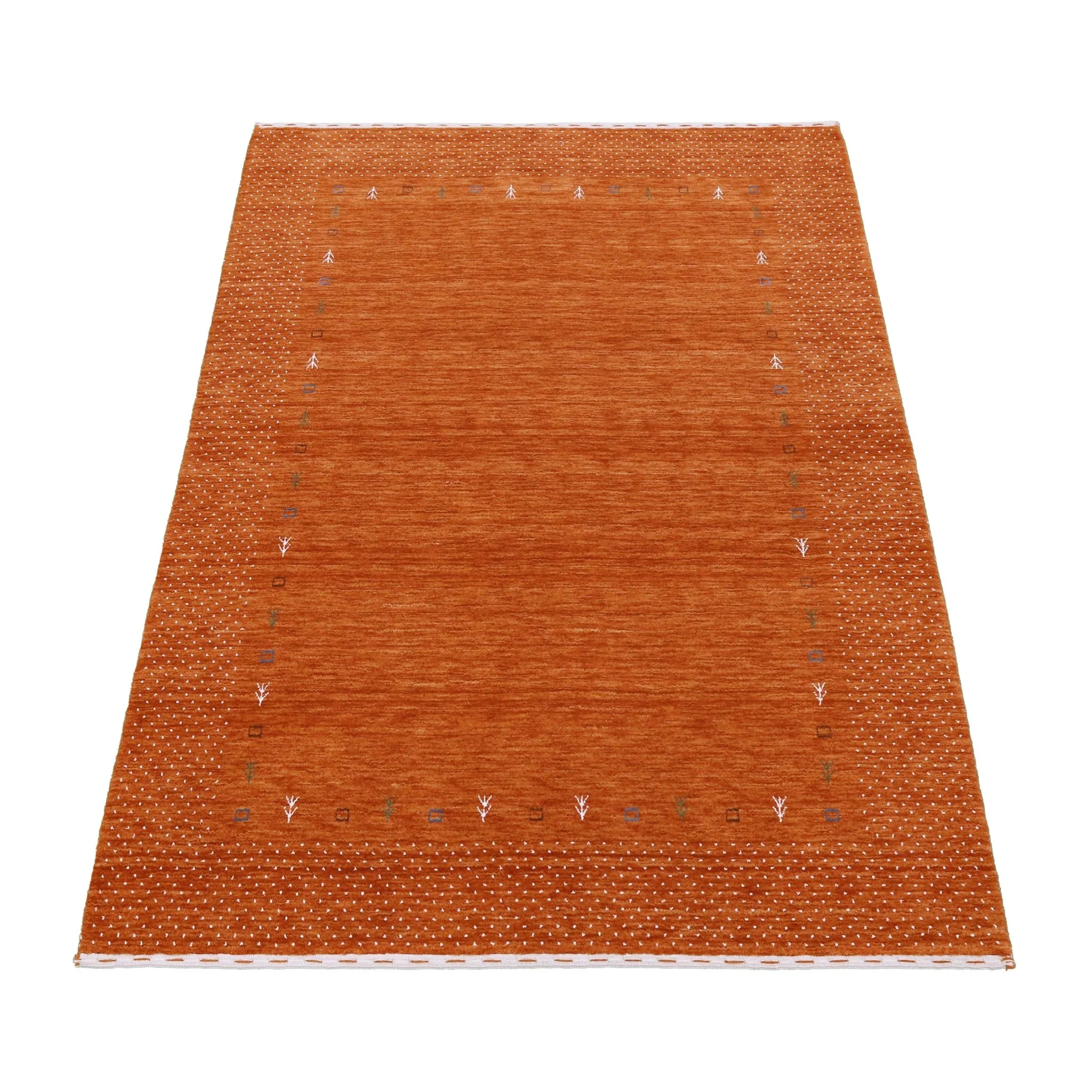 Orange Tribal Gabbeh Border Design Hand Loomed Wool Area Rug - Image 14