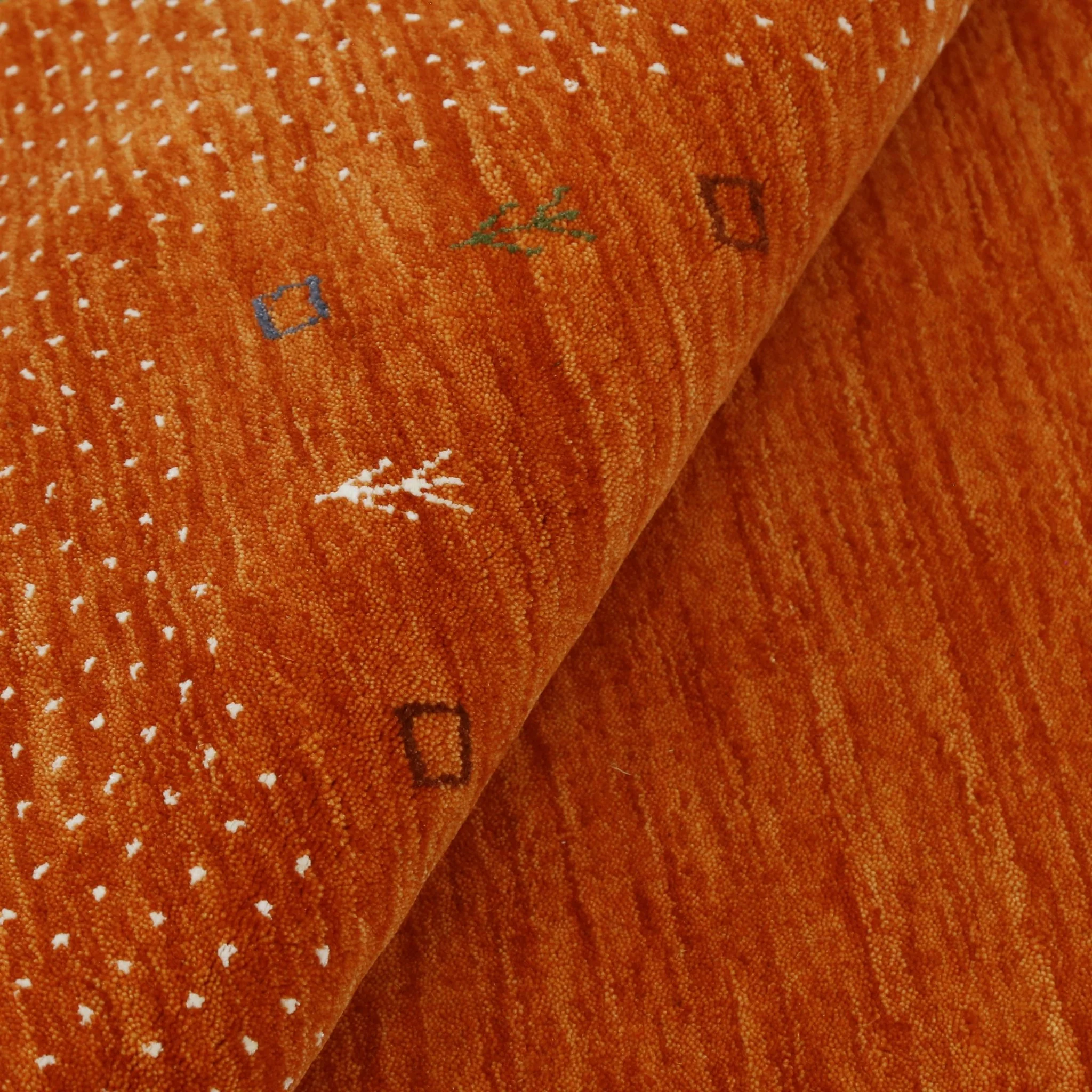 Orange Tribal Gabbeh Border Design Hand Loomed Wool Area Rug - Image 3