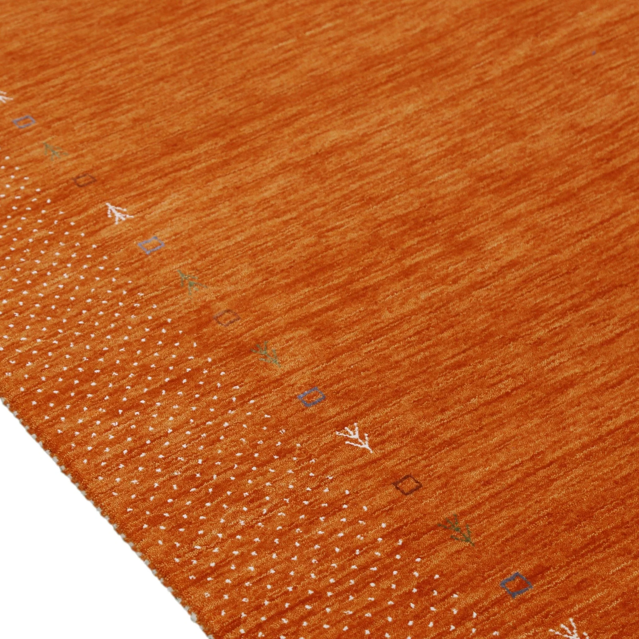 Orange Tribal Gabbeh Border Design Hand Loomed Wool Area Rug - Image 7