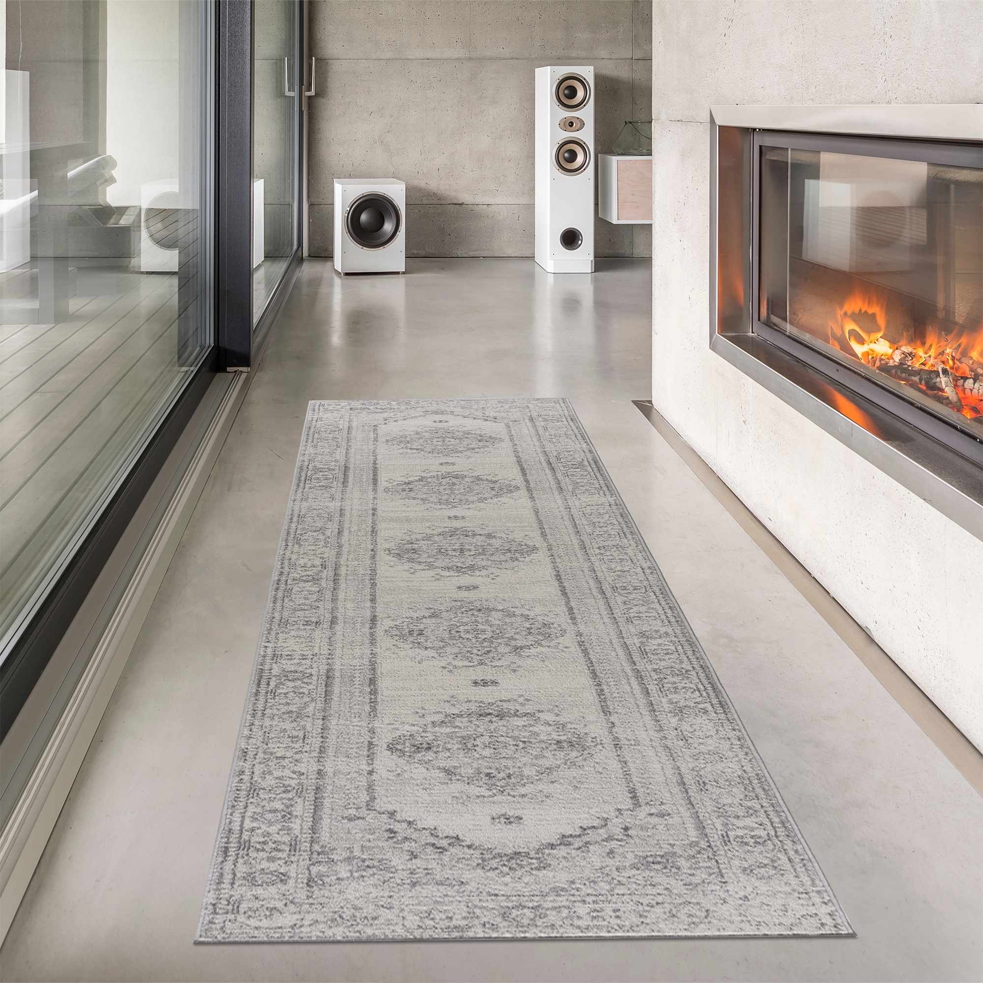 Oriental Bohemian Ivory and Gray Medium pile multi size  Area Rug - Image 4
