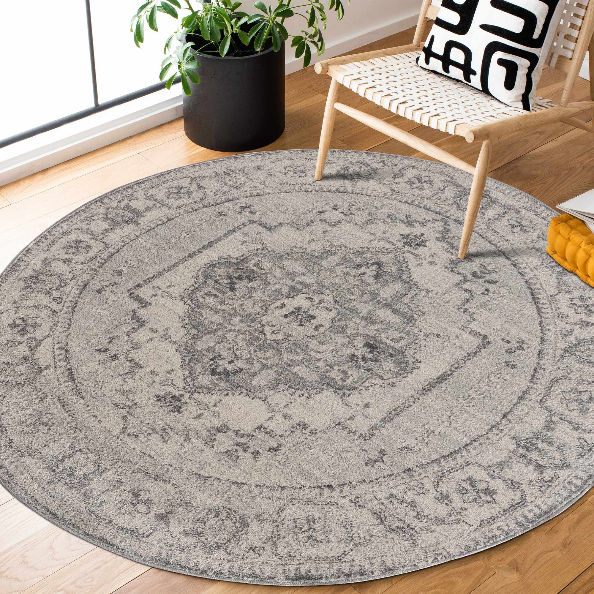Oriental Bohemian Ivory and Gray Medium pile multi size  Area Rug - Image 5