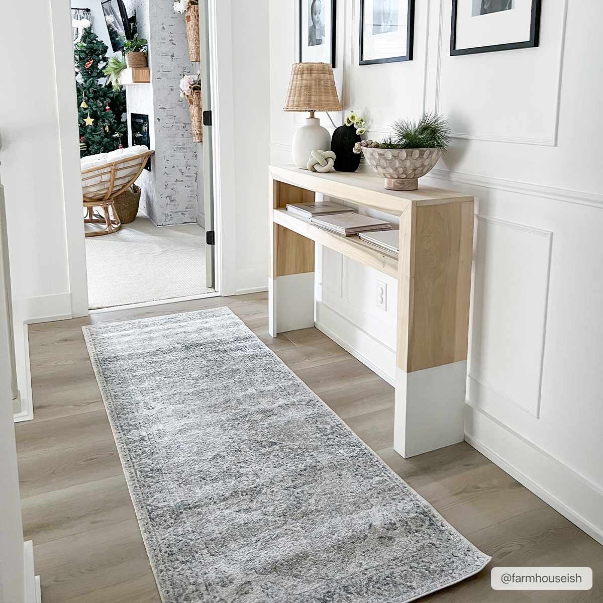 Traditional Oriental Light Brown and Blue and Medallion Design Low pile Area Rug - Image 16