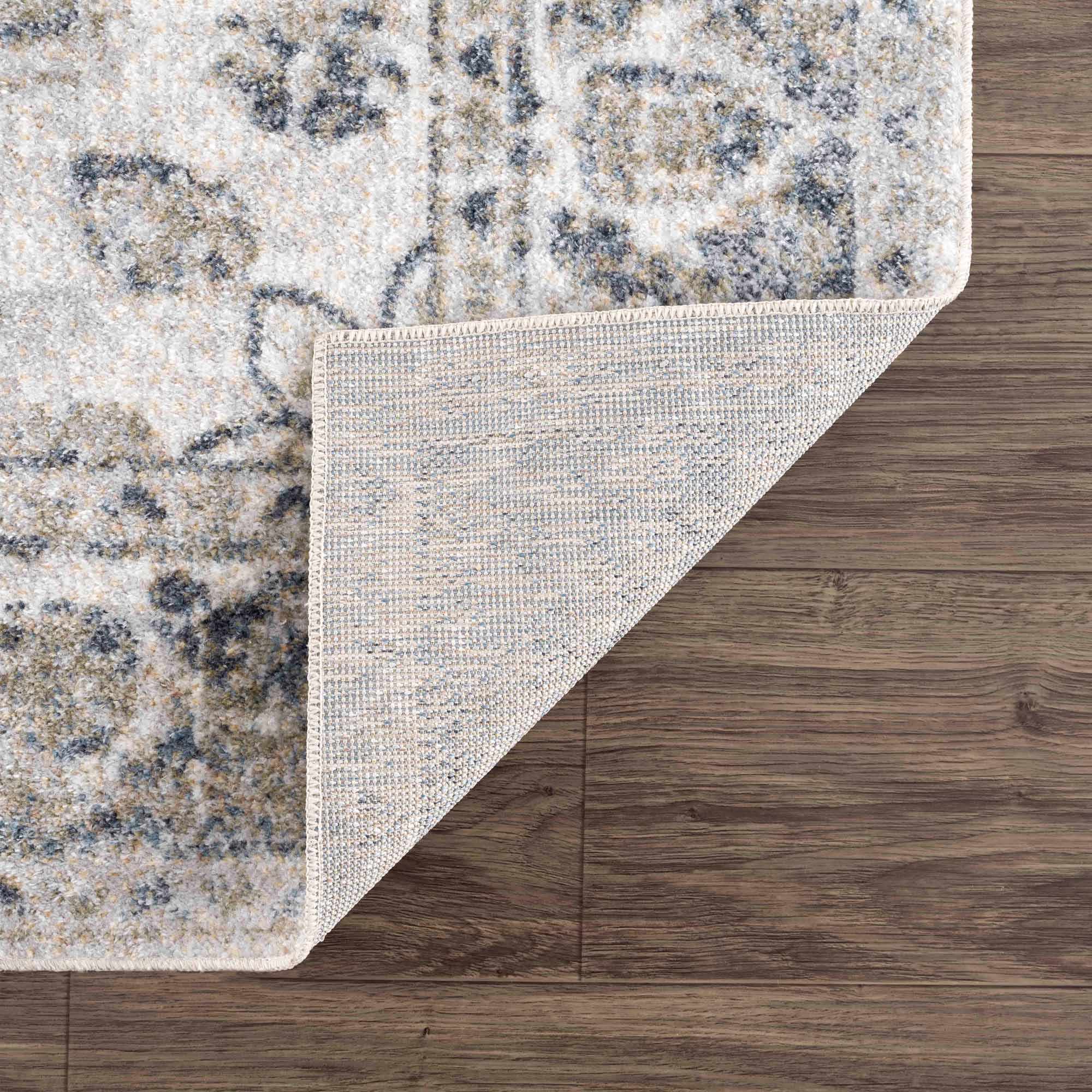 Traditional Oriental Light Brown and Blue and Medallion Design Low pile Area Rug - Image 20