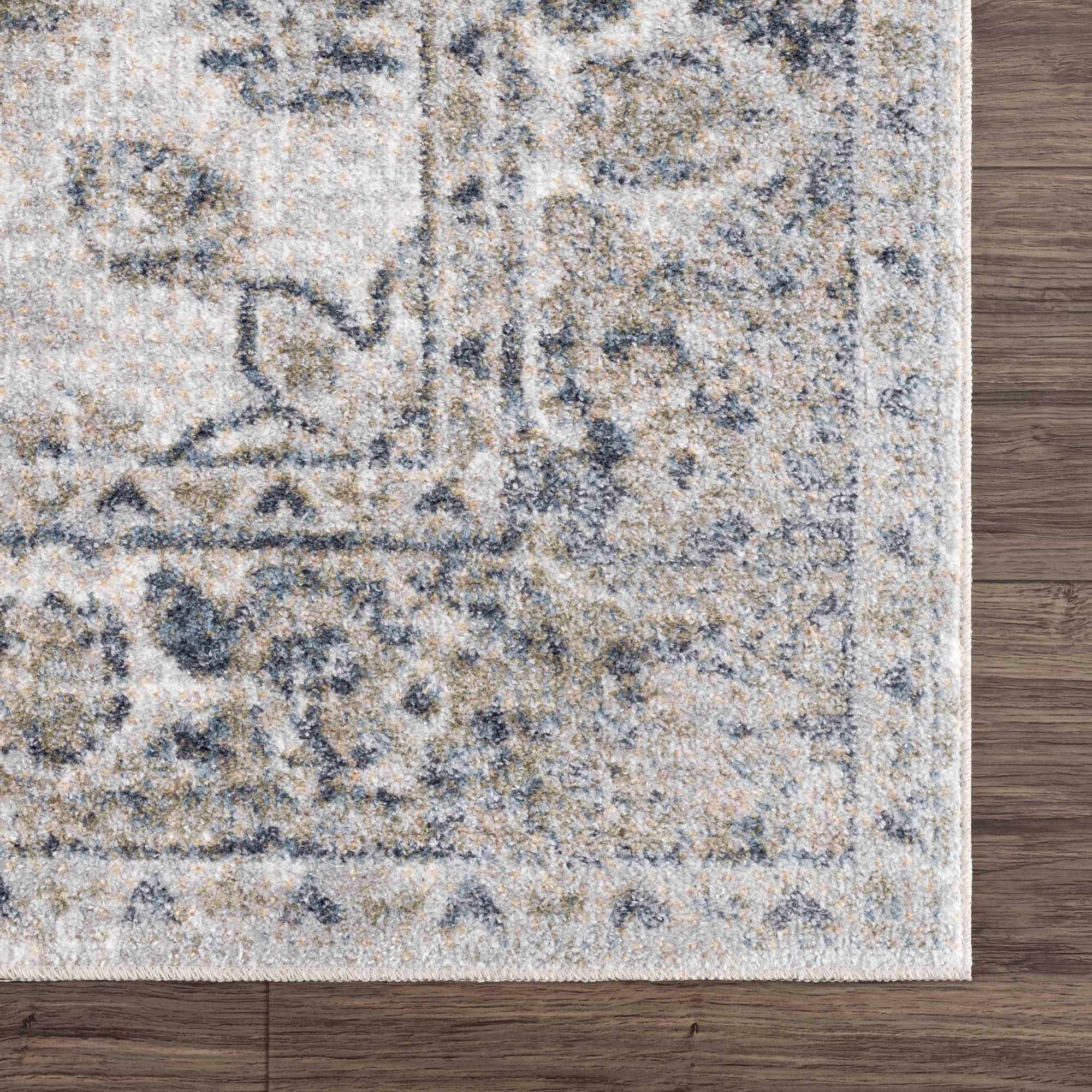 Traditional Oriental Light Brown and Blue and Medallion Design Low pile Area Rug - Image 23