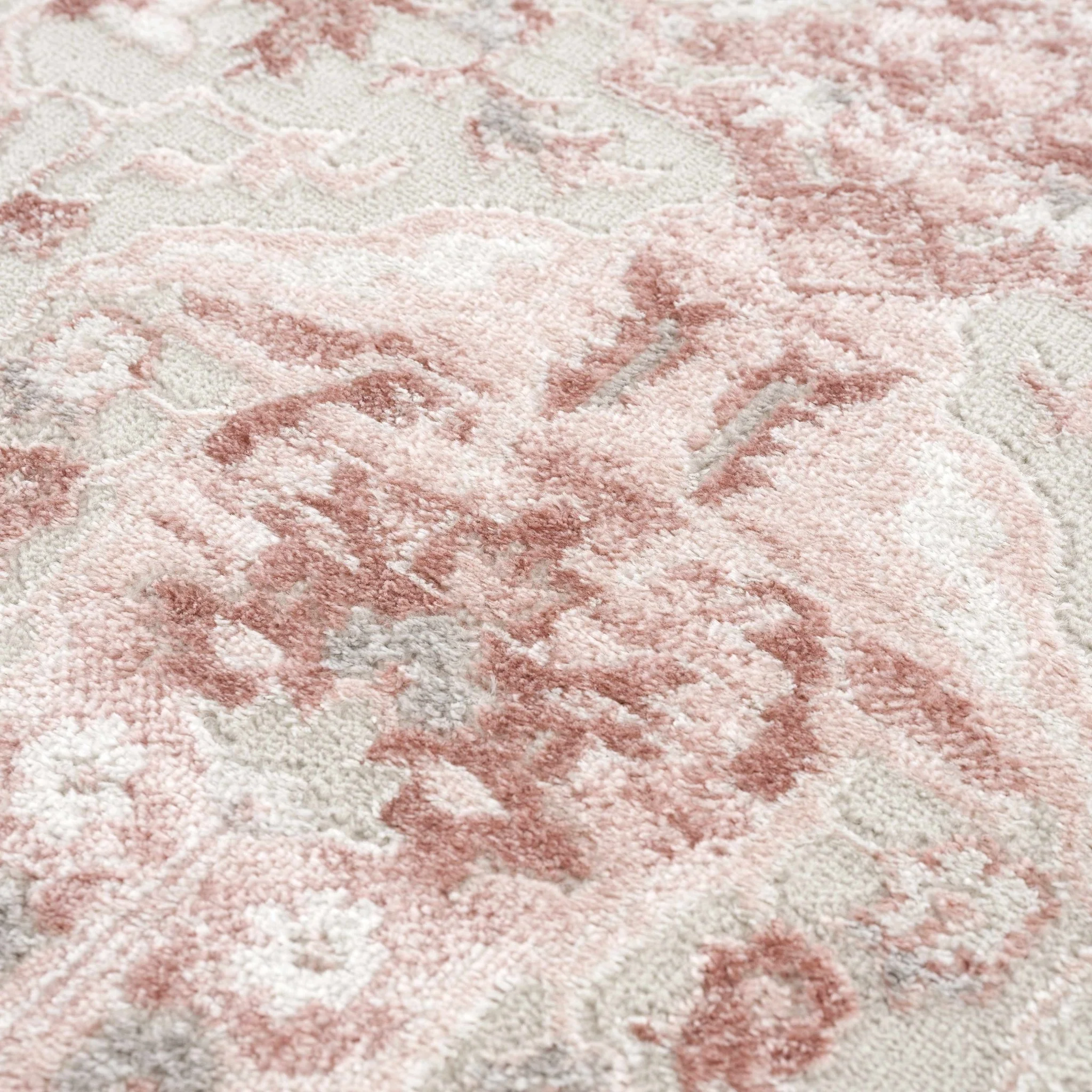 Oriental Medallion Design Light Pink and Beige high pile Area Rug - Image 10