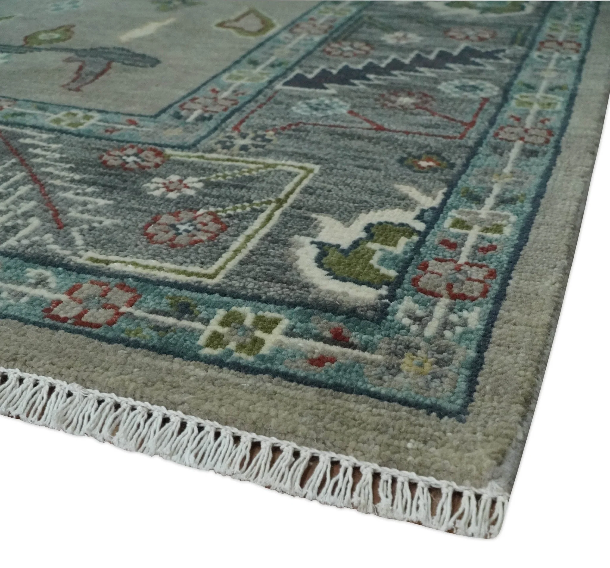Oushak 9x12 Hand Knotted Olive and Charcoal Traditional Wool Rug - Image 5