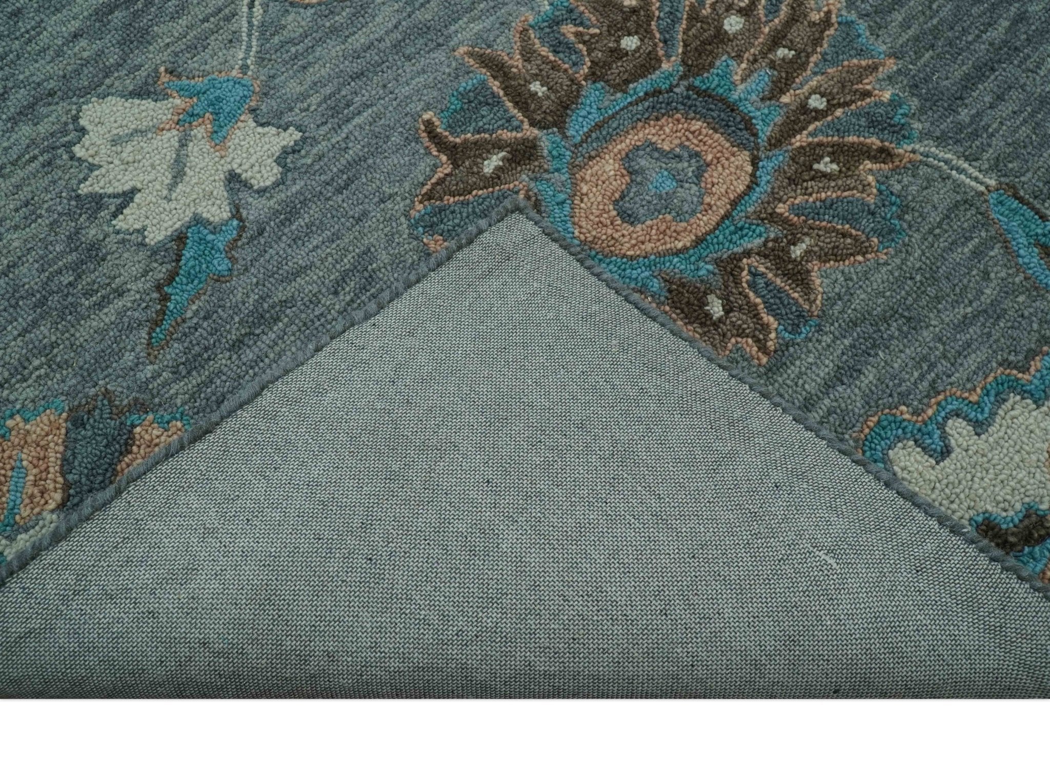 Oushak Design Gray, Blue And Brown Hand Tufted Custom Made wool rug - Image 6