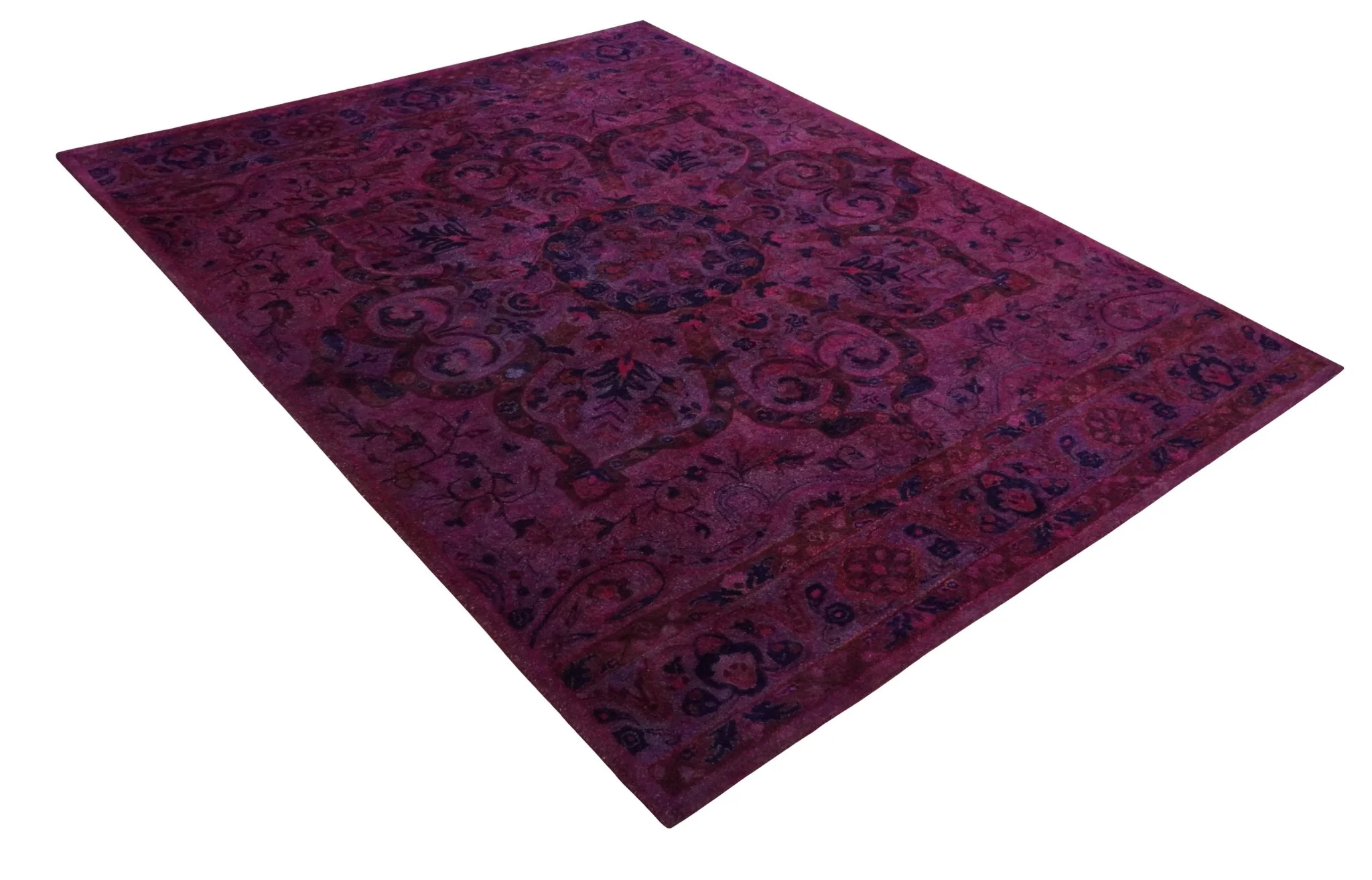 Overdyed Pink Traditional Floral Design Hand Tufted  Wool Area Rug - Image 10