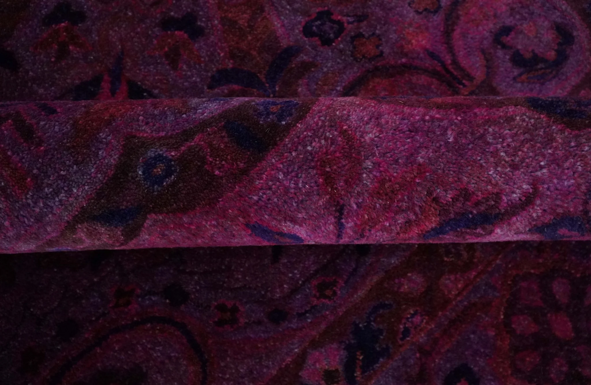 Overdyed Pink Traditional Floral Design Hand Tufted  Wool Area Rug - Image 6