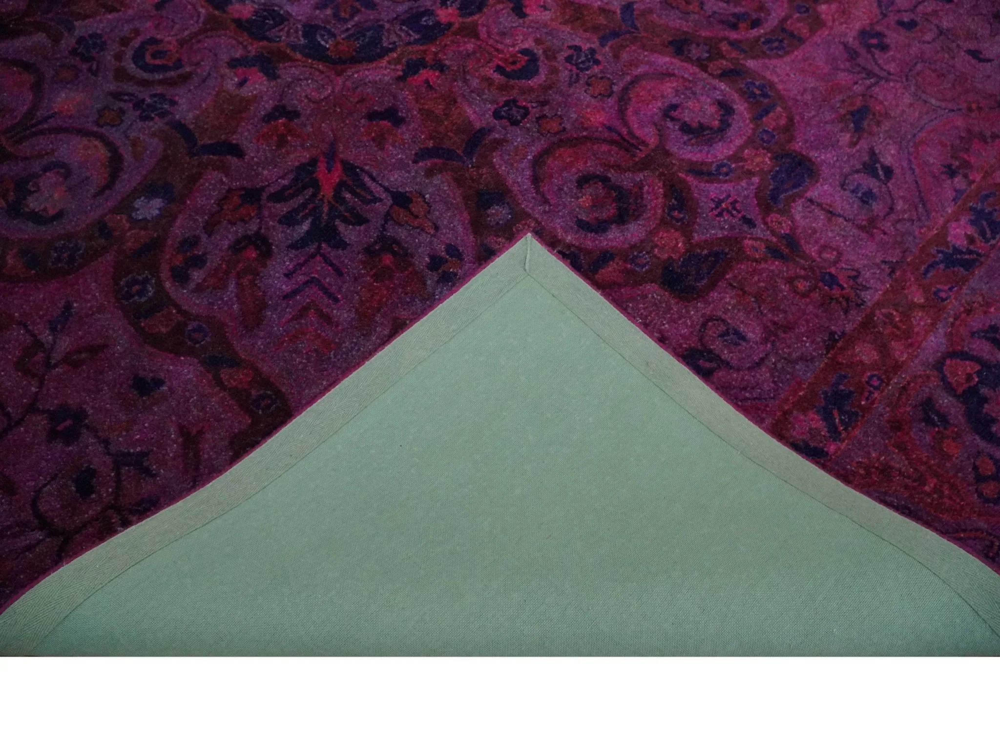 Overdyed Pink Traditional Floral Design Hand Tufted  Wool Area Rug - Image 8