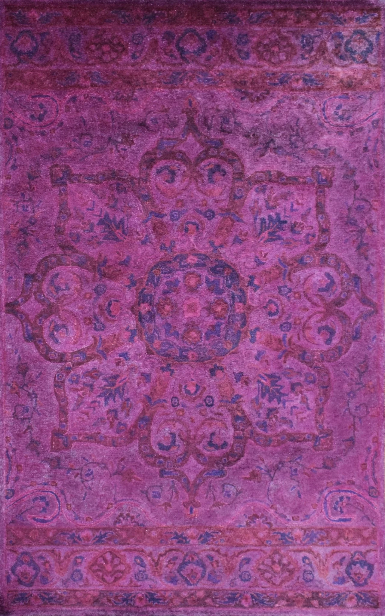 Overdyed Pink Traditional Floral Design Hand Tufted  Wool Area Rug - Image 9