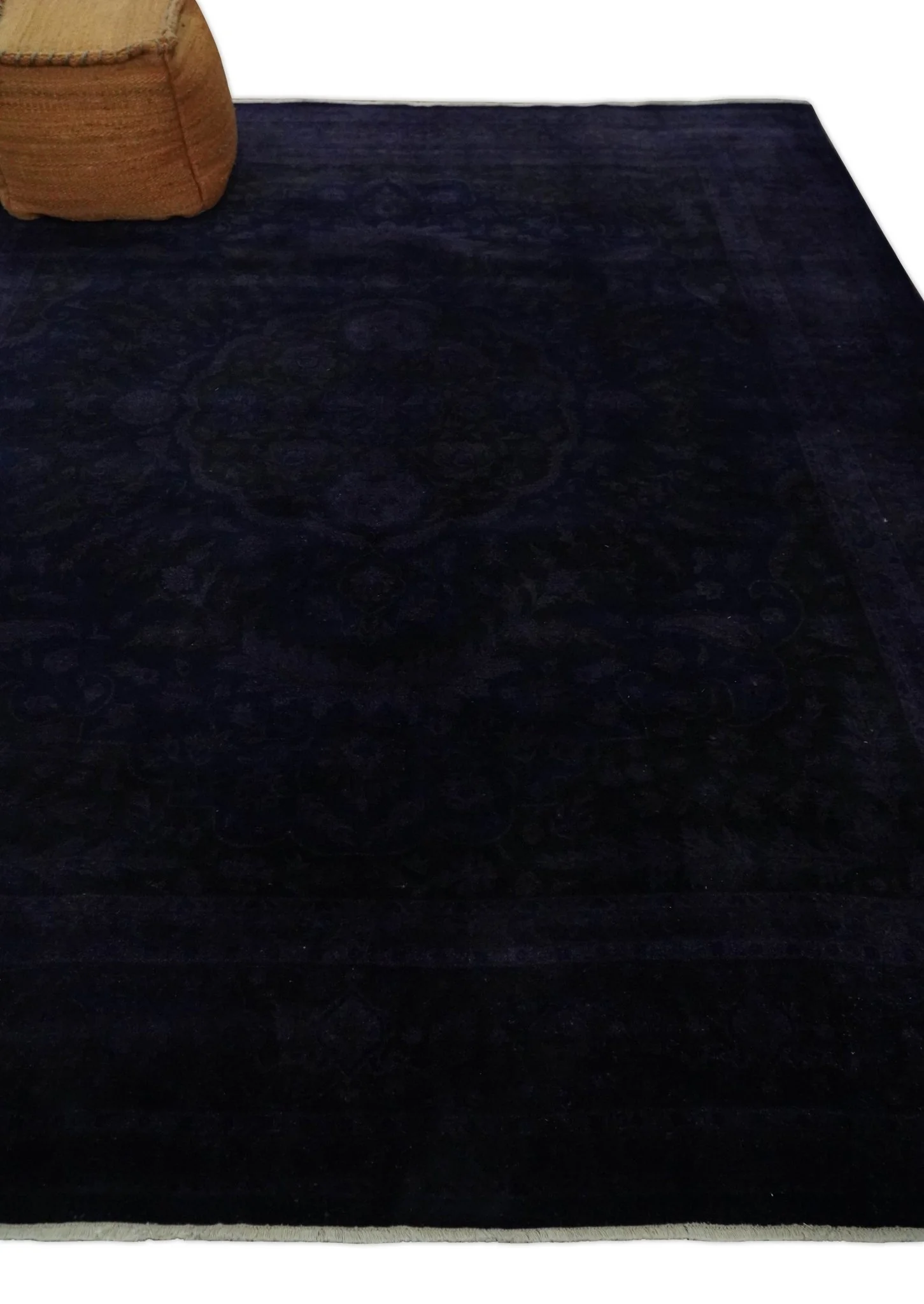 Overdyed Royal Dark Purple Hand Knotted 8x10 Traditional Oushak Design Wool Accent Rug | N362810 - Image 3