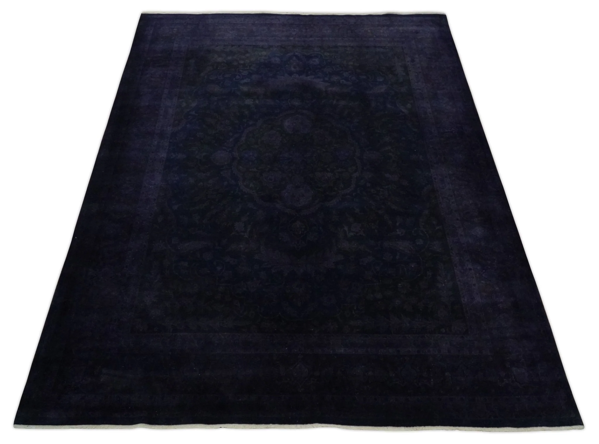 Overdyed Royal Dark Purple Hand Knotted 8x10 Traditional Oushak Design Wool Accent Rug | N362810 - Image 9