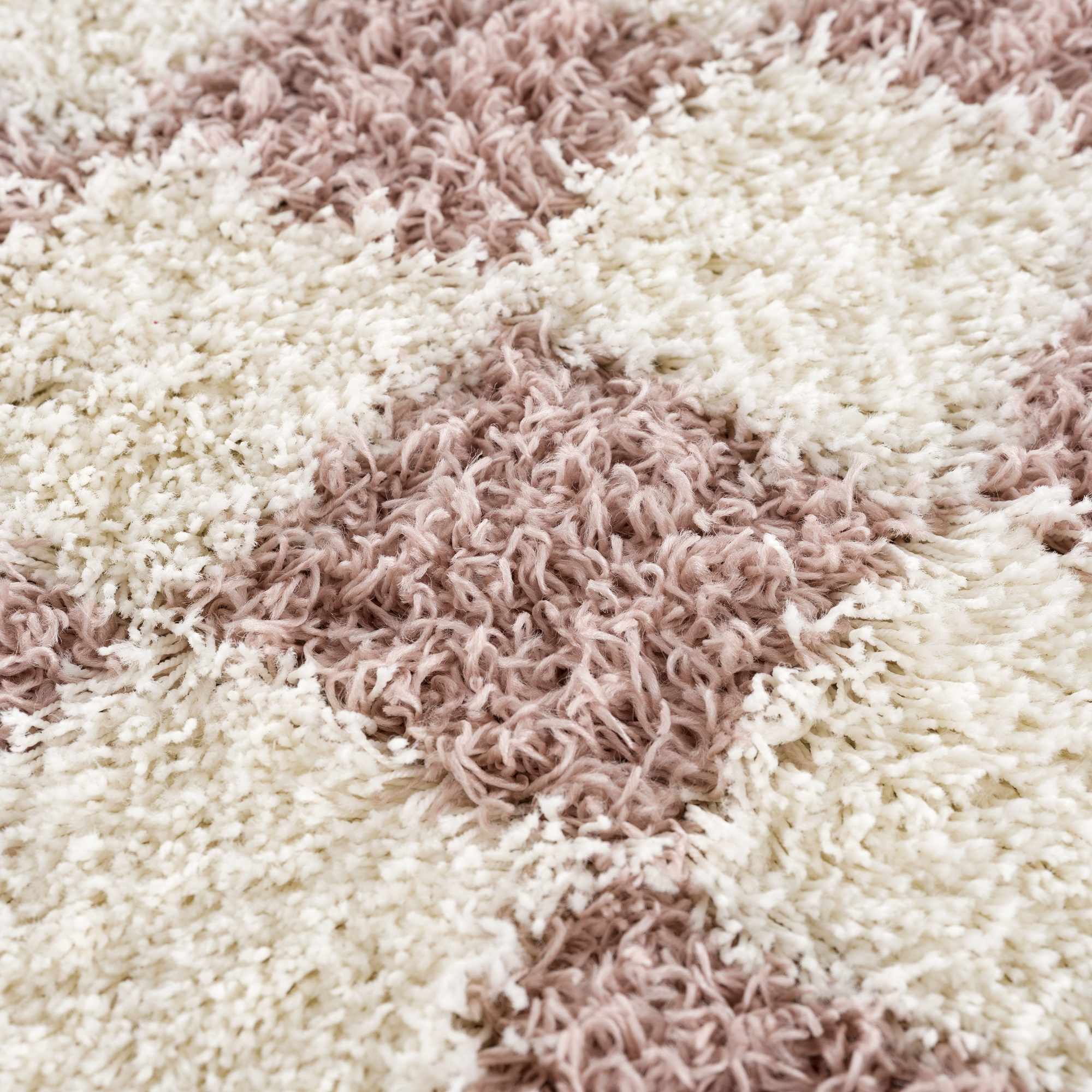 Peach and Ivory Modern Geometrical Checker Board Plush Pile Moroccan Style Area Rug - Image 13