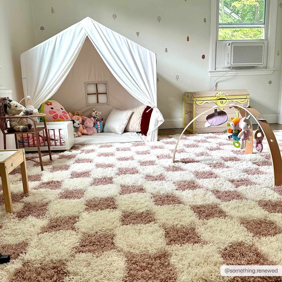 Peach and Ivory Modern Geometrical Checker Board Plush Pile Moroccan Style Area Rug - Image 4