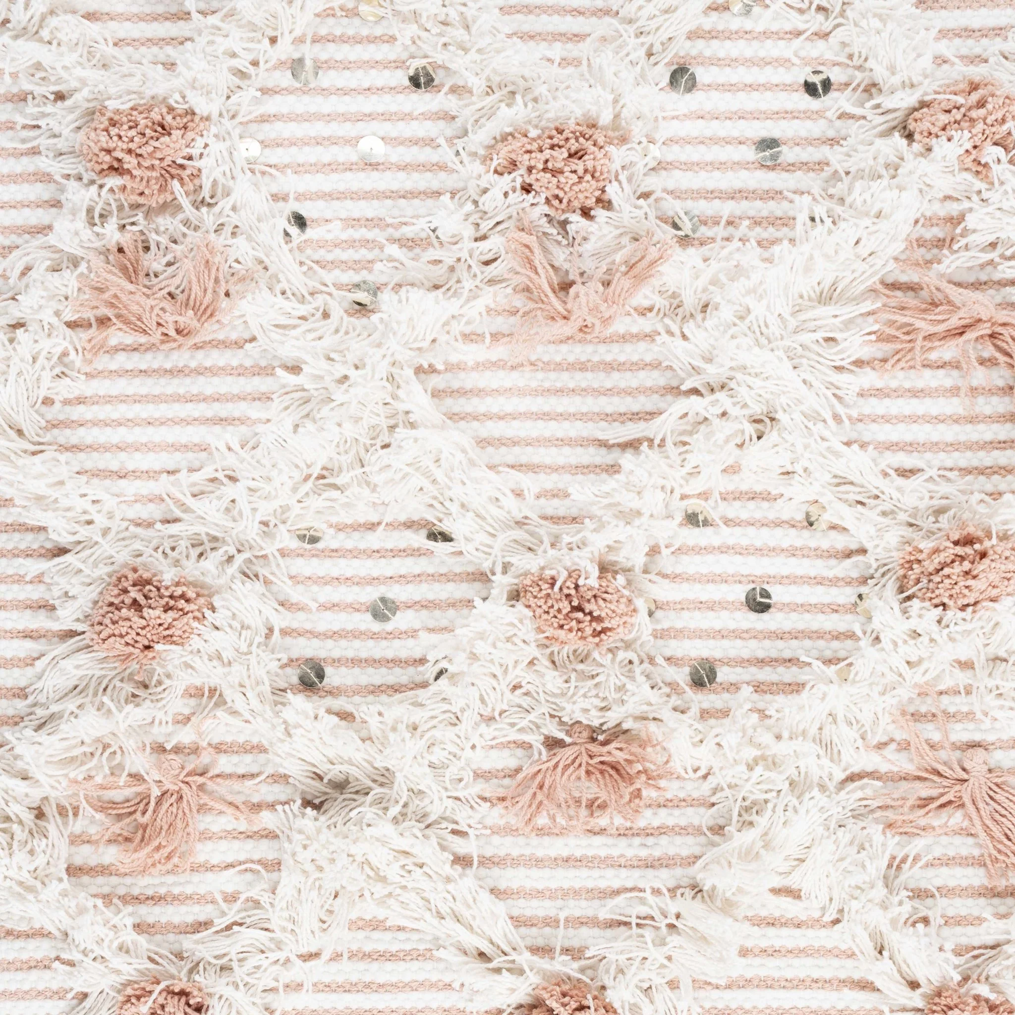 Hand Woven Peach and Ivory Modern Geometrical High Low Texture Wall Hanging - Image 3