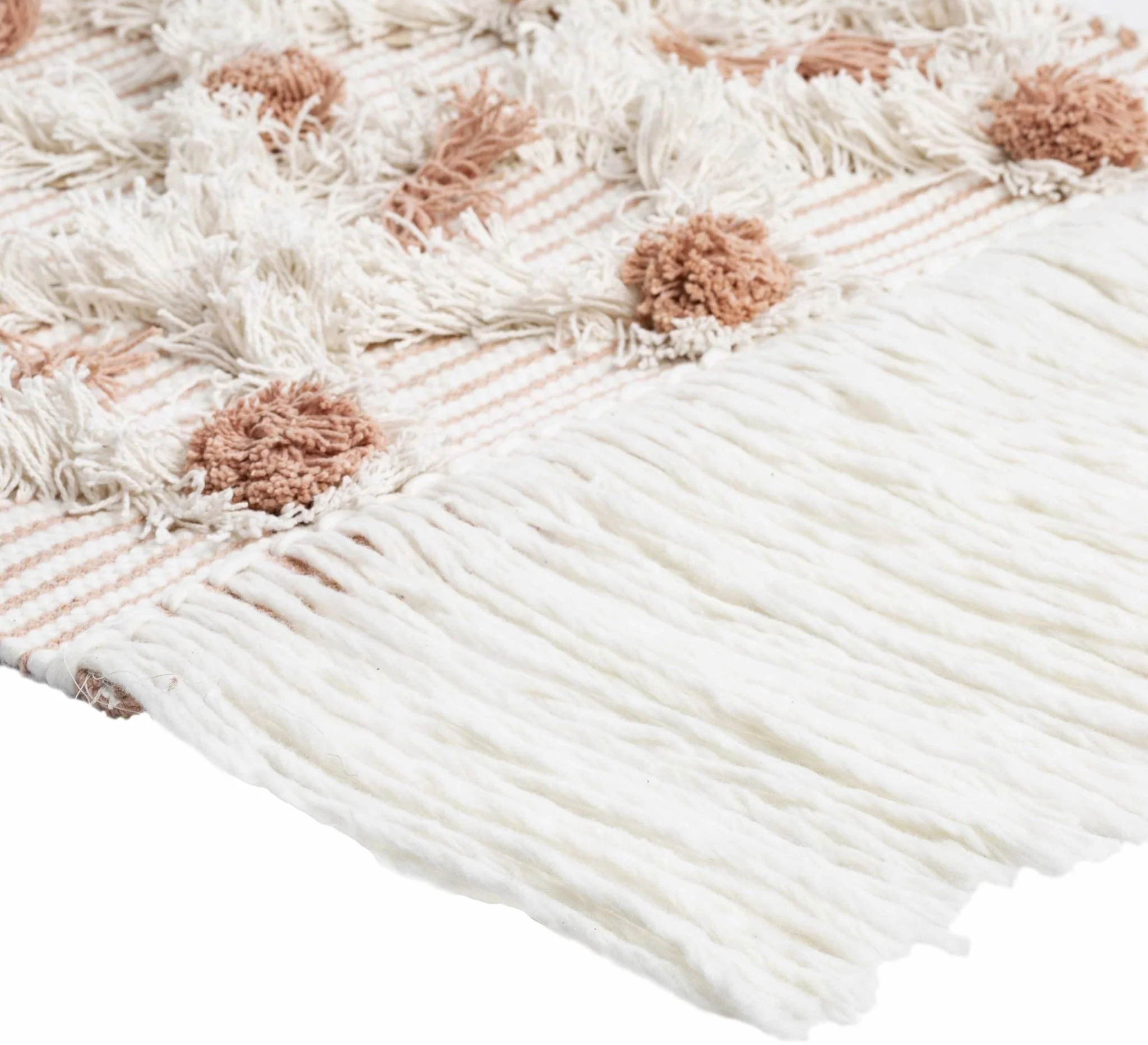 Hand Woven Peach and Ivory Modern Geometrical High Low Texture Wall Hanging - Image 4
