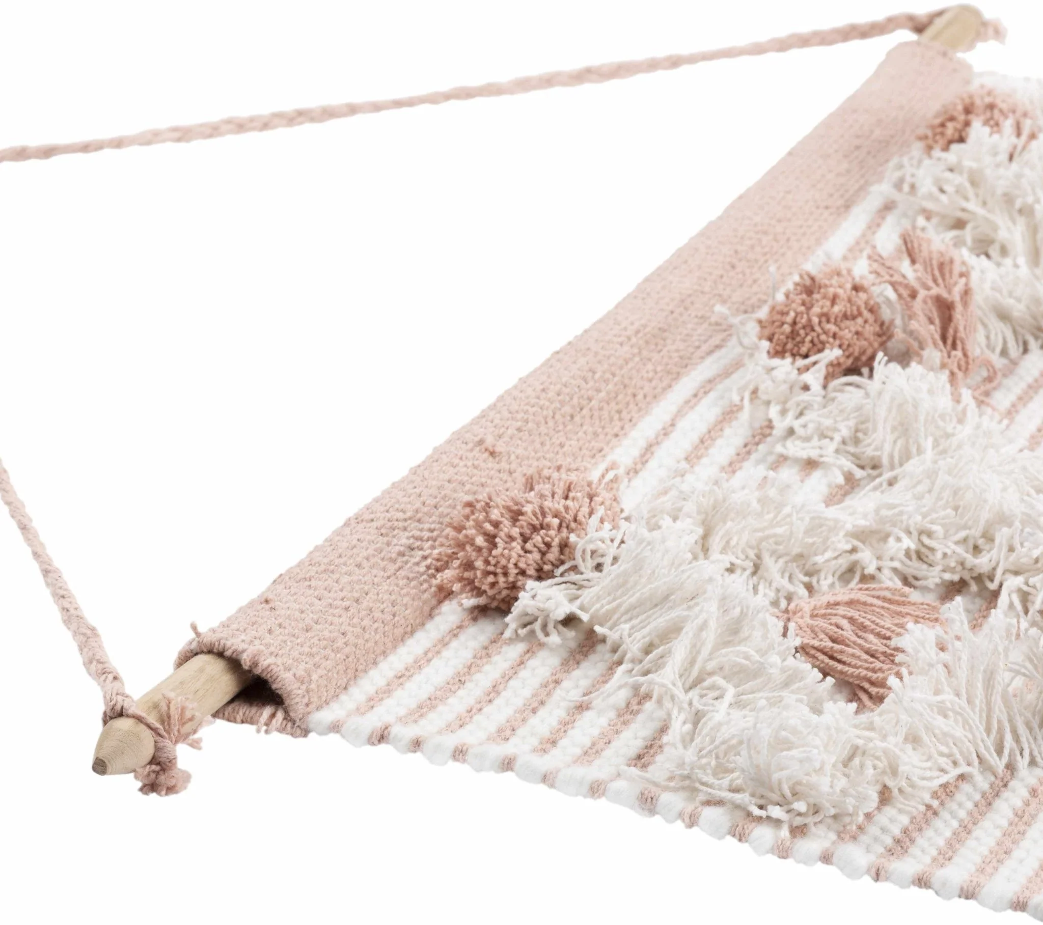 Hand Woven Peach and Ivory Modern Geometrical High Low Texture Wall Hanging - Image 5