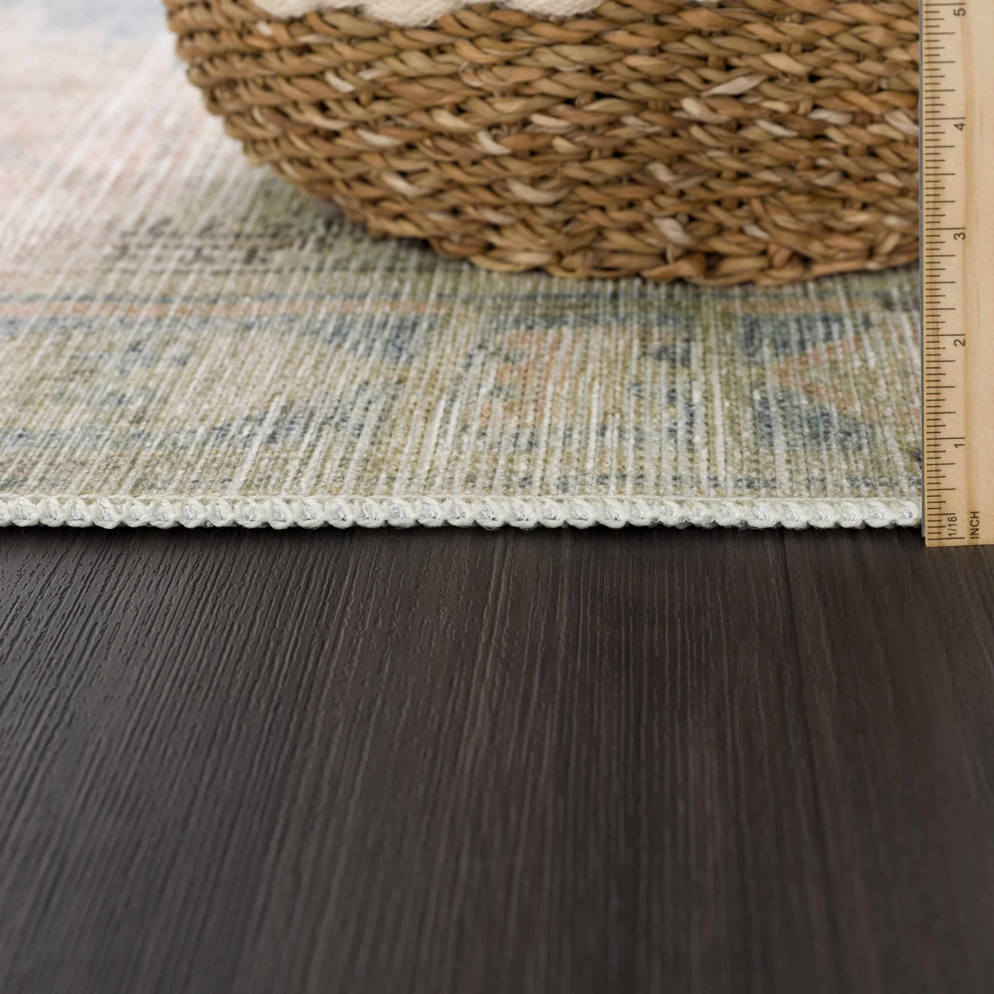 Peach, Blue, Brown and Beige Traditional Vintage Style Machine Washable Area Rug - Image 12