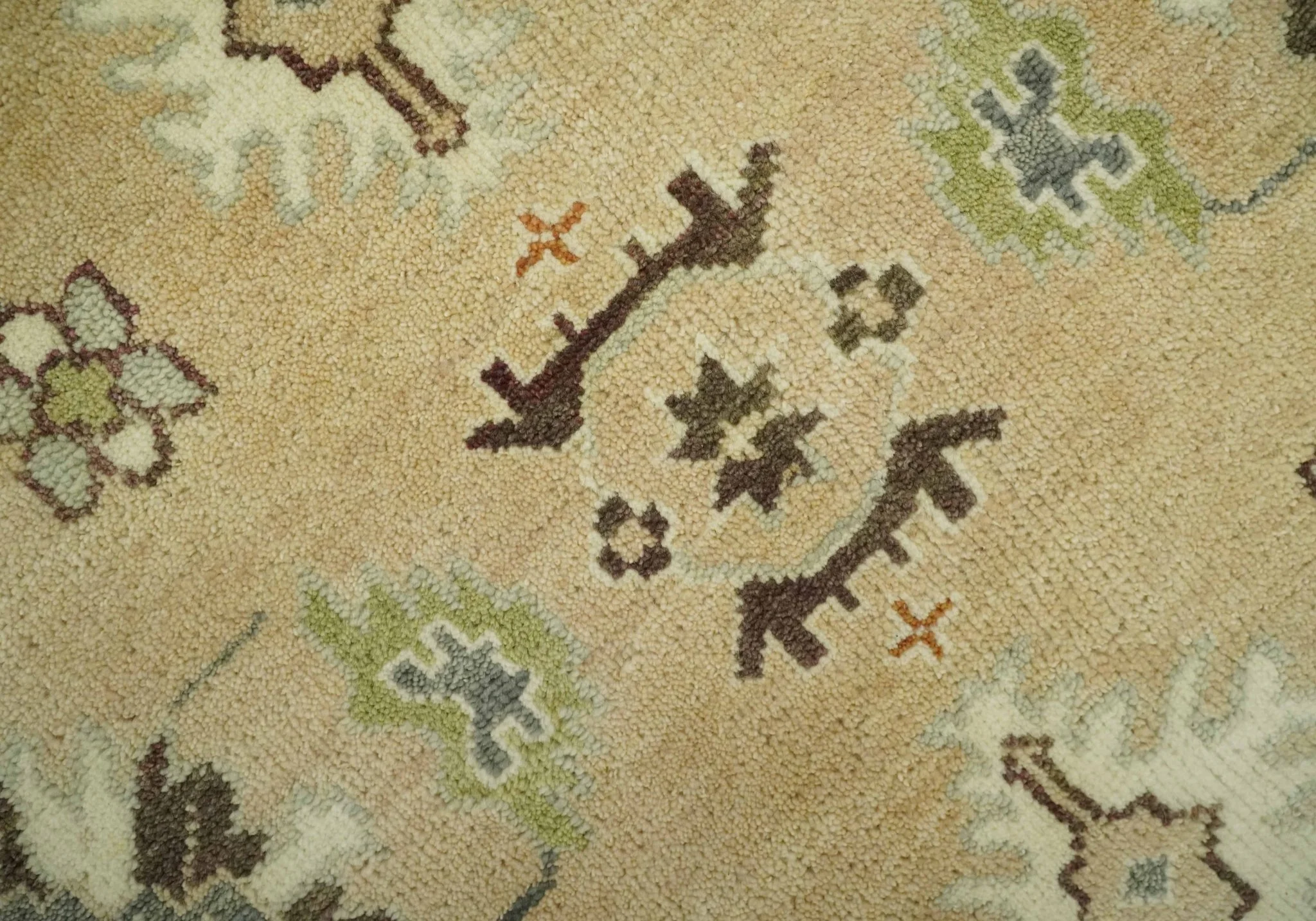 8x10 Camel, Ivory and Gray Hand knotted Oriental Oushak wool area rug - Image 4